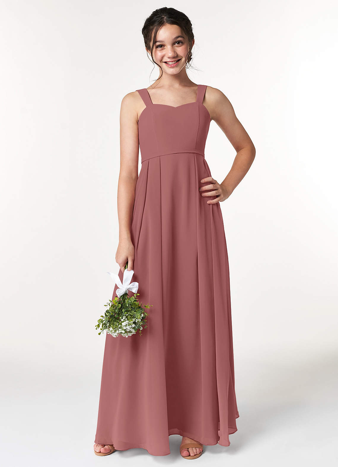 Azazie Simoan Junior Abito A-Line in Chiffon Scollo a Cuore Ametista image1