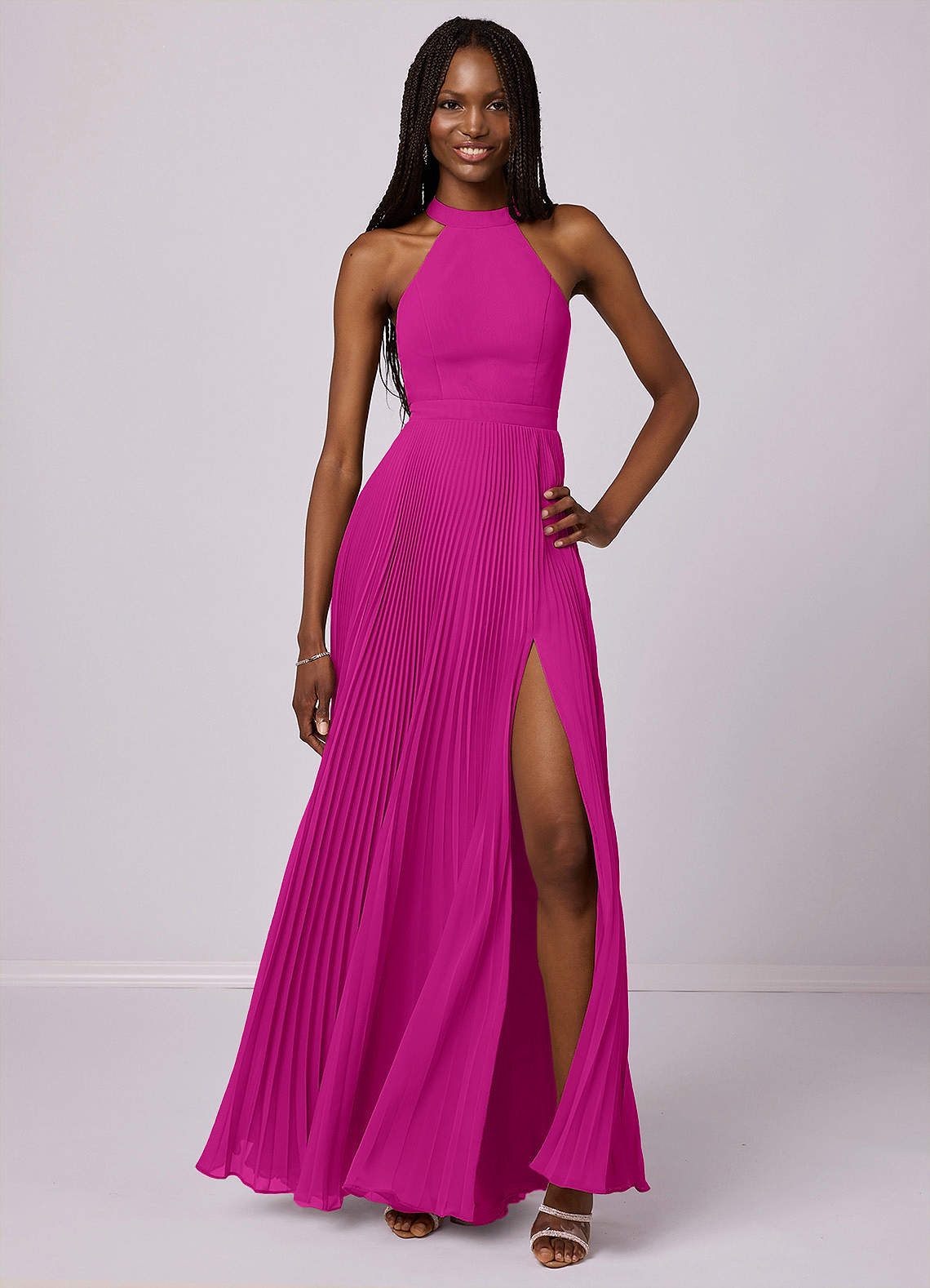 Barbie ♥ Azazie Bridesmaid Dresses Fuchsia A-Line Pleated Chiffon Dress image1