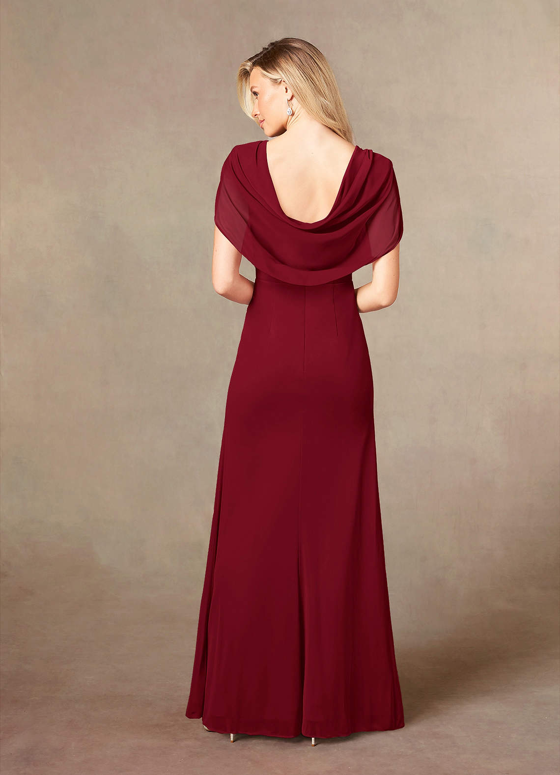 Zena | Burgundy Velvet Asymmetric-Neck Maternity Midi Dress With Knot And Sash Detail