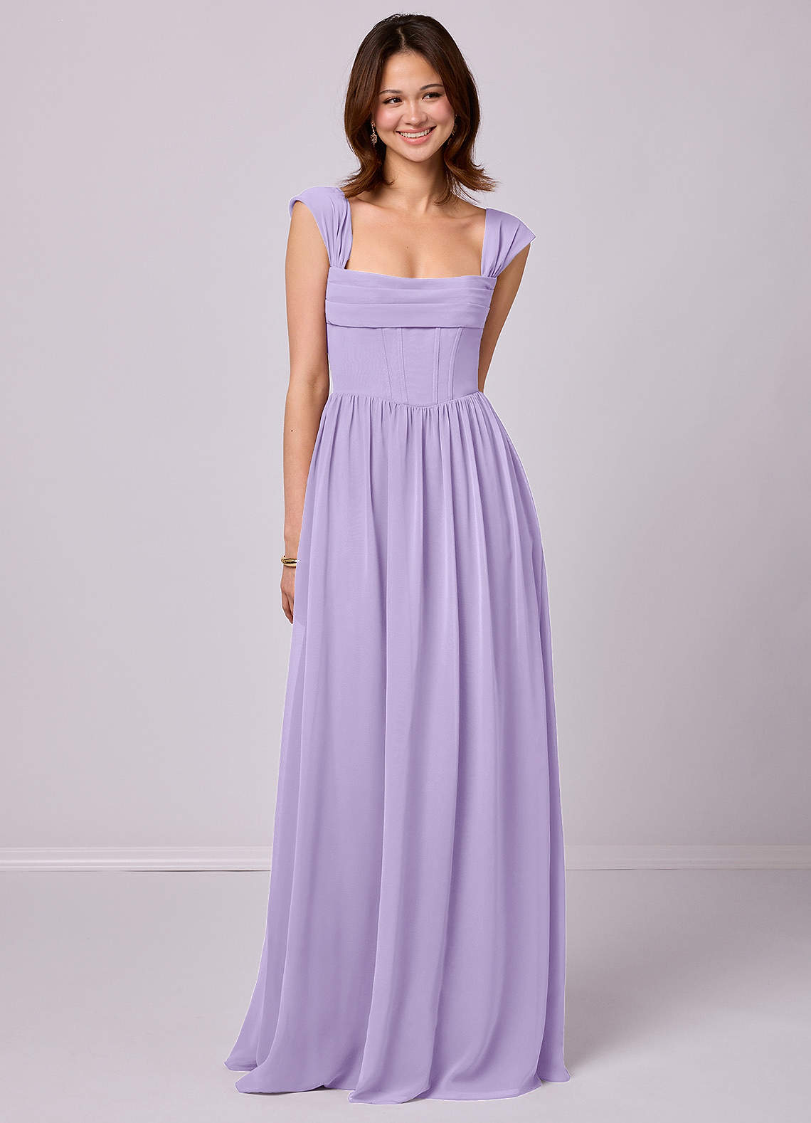 Barbie ♥ Azazie Bridesmaid Dresses Lilac A-Line Corset Chiffon Dress image1