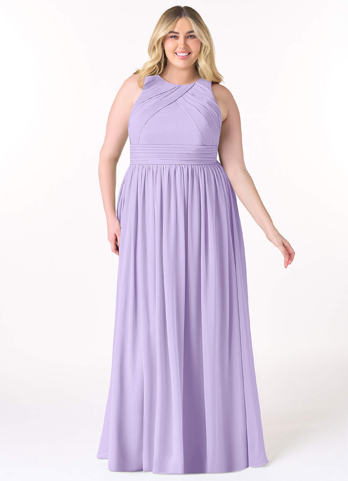 Azazie Harper Bridesmaid Dresses Lilac A-Line Pleated Chiffon Dress image1