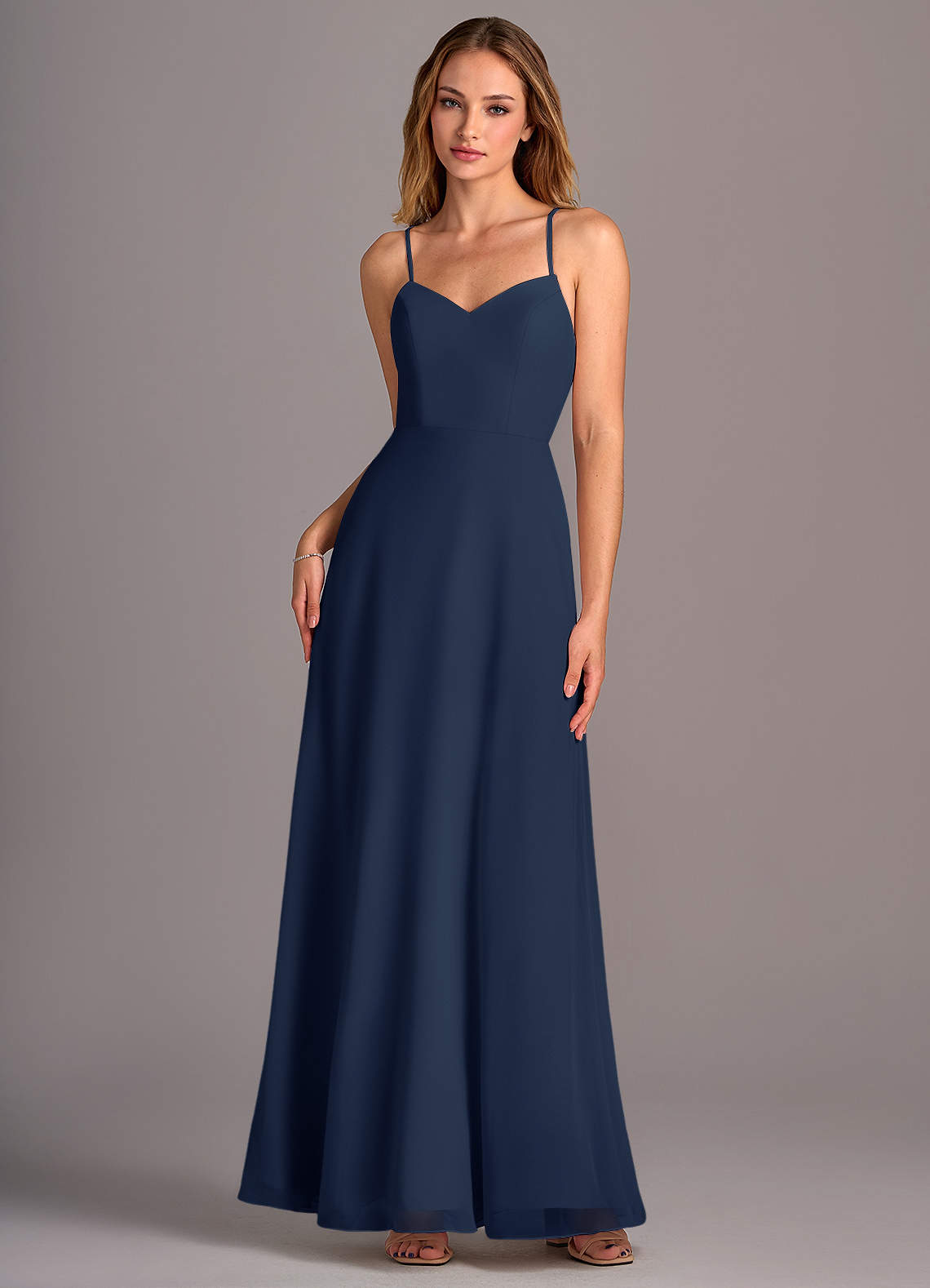 Azazie Mei Bridesmaid Dresses Dark Navy A-Line Chiffon Dress image1