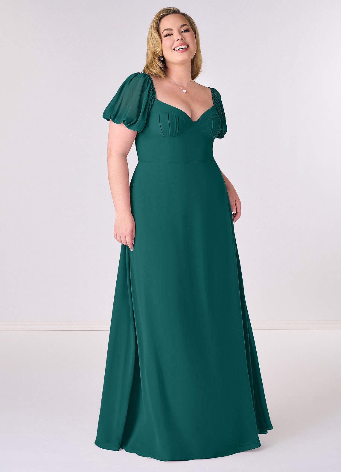 Barbie ♥ Azazie Bridesmaid Dresses Peacock A-Line Pleated Chiffon Dress image1