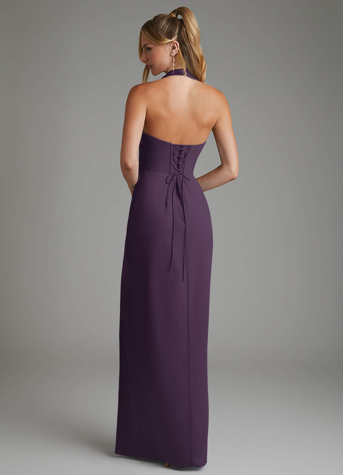 Azazie Tina Bridesmaid Dresses Plum Mermaid Corset Chiffon Dress image5