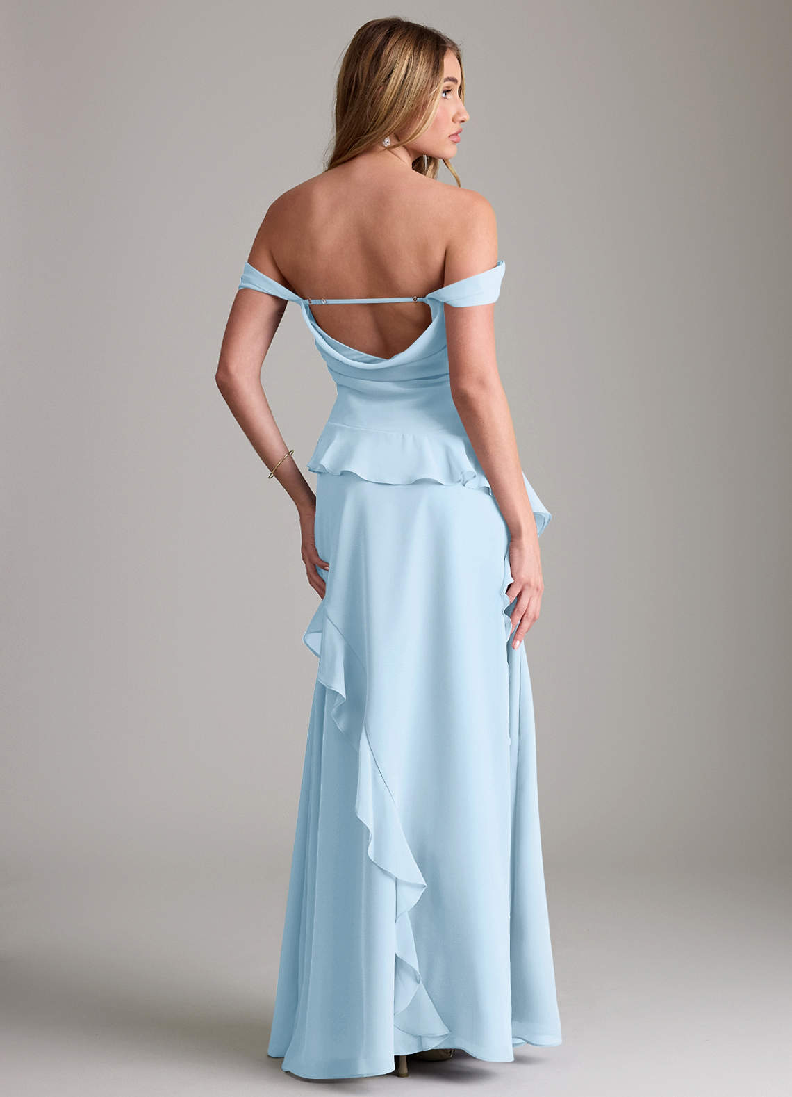 Azazie Sloane Bridesmaid Dresses Sky Blue A-Line Sweetheart Neckline Chiffon Dress image6