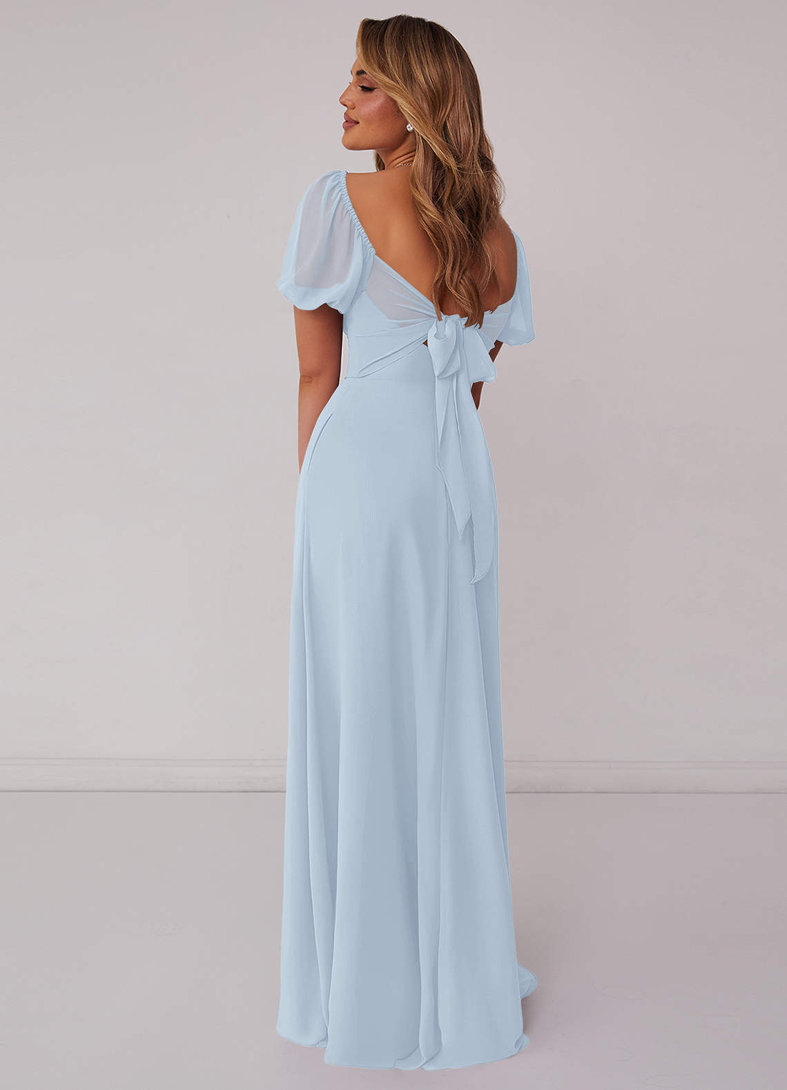 Sweetheart Puff Sleeve A-Line Chiffon Bridesmaid Dress in Toffee