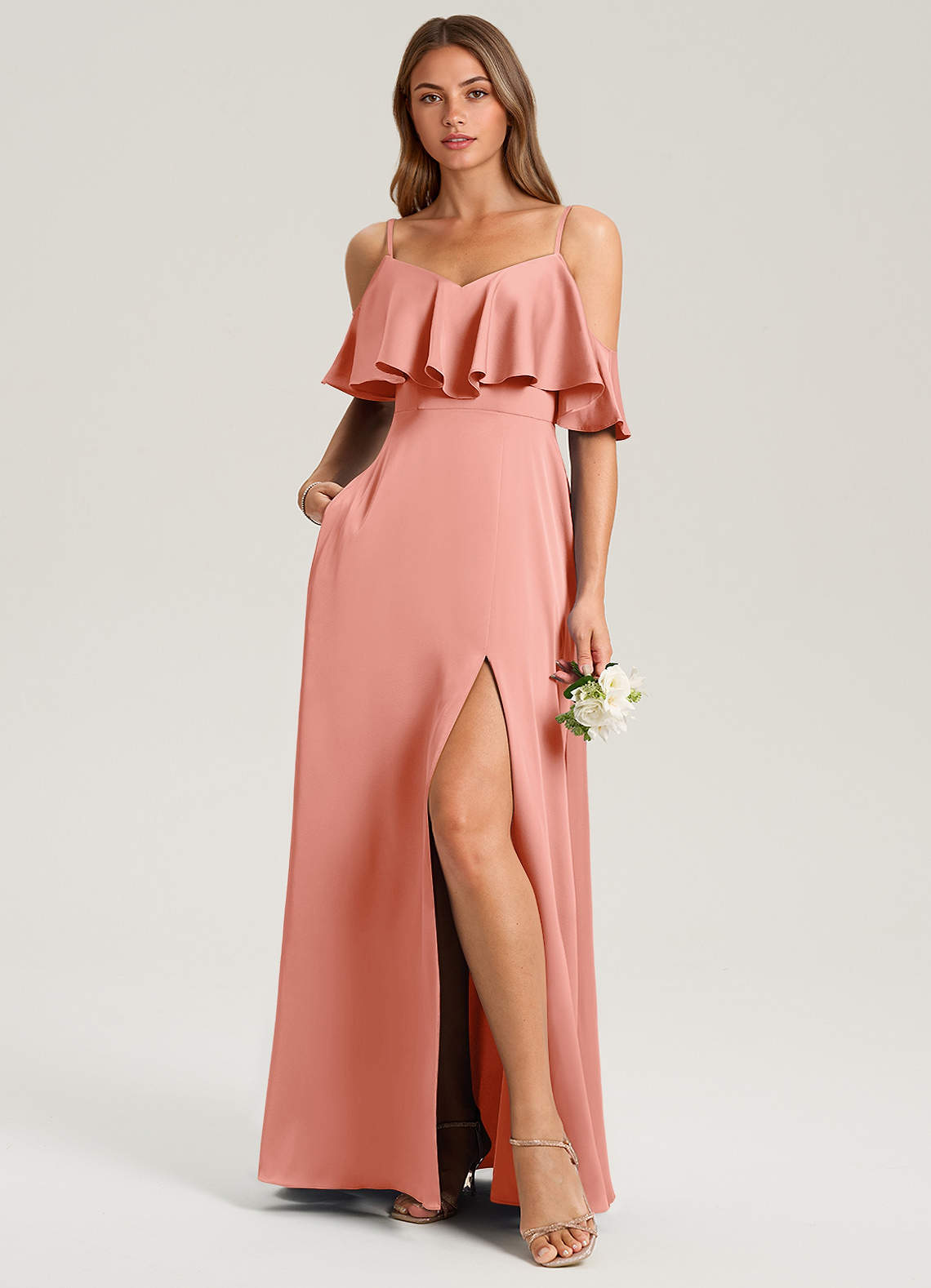 coral off the shoulder bridesmaid dresses Mermaid Bridesmaid Dresses Off The Shoulder – Lisposa main image 1