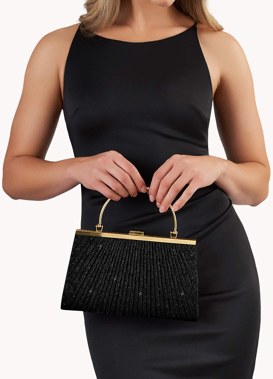 front Glitter Pleated Handbag