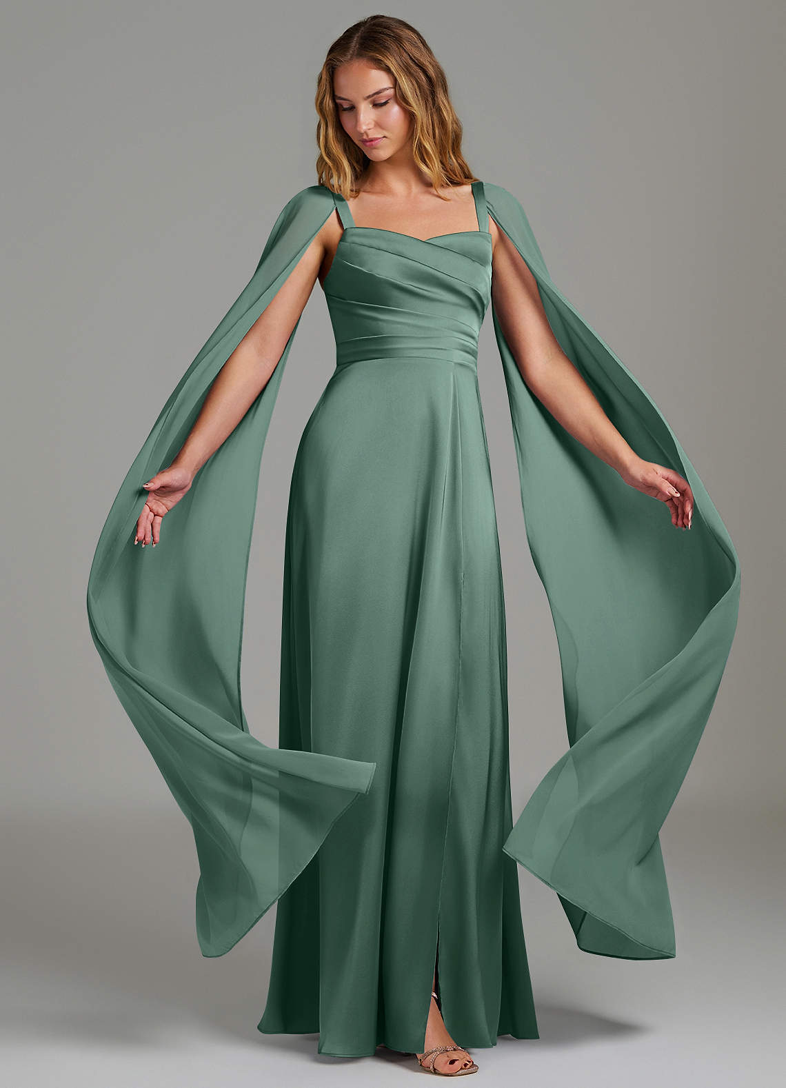 eucalyptus green bridesmaid dresses uk Infinity Dress For Chubby Azazie Niveah Eucalyptus Stretch Satin Bridesmaid Azazie david's bridal eucalyptus