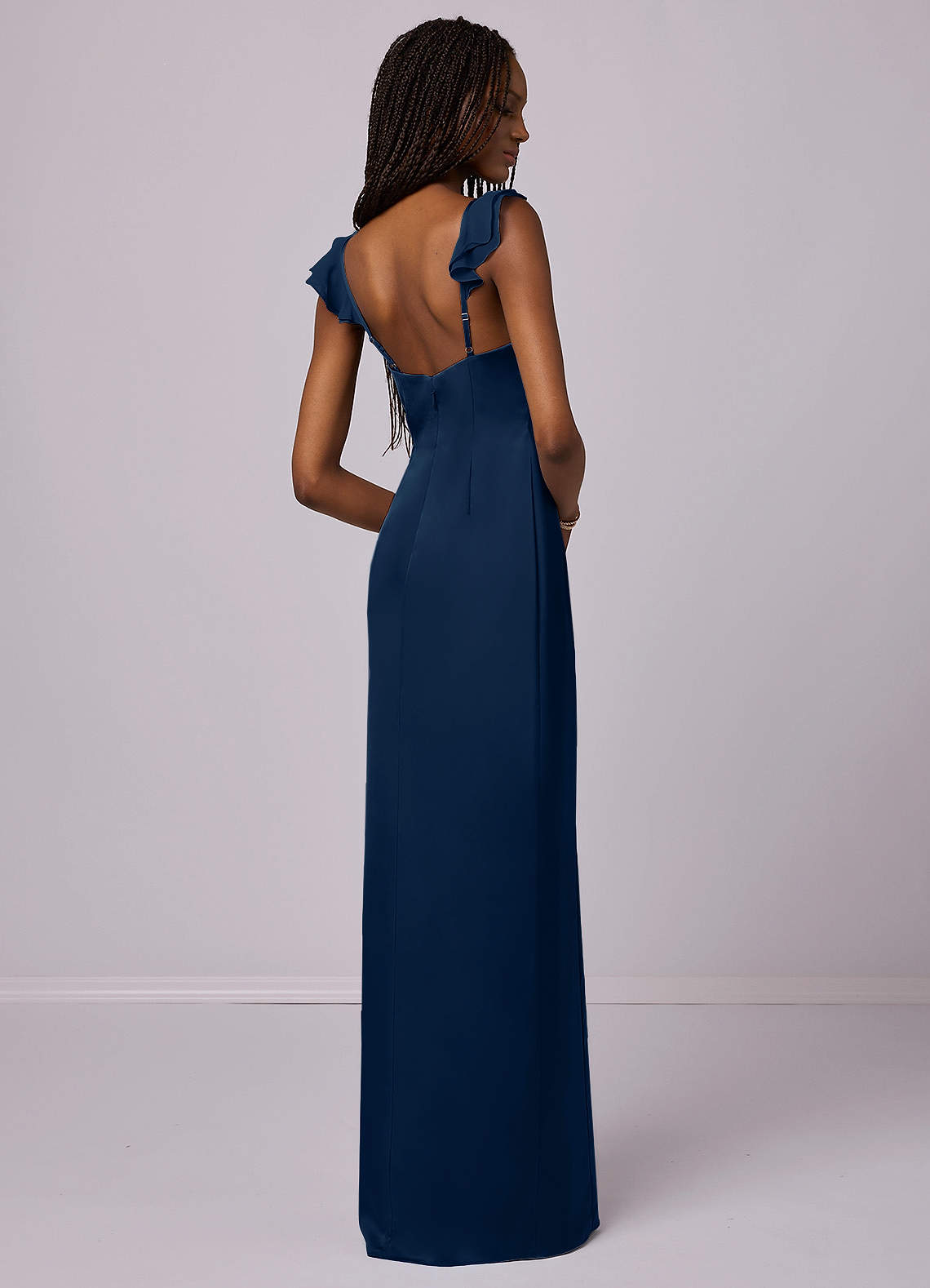 Barbie ♥ Azazie Bridesmaid Dresses Dark Navy Sheath Stretch Satin Dress image1