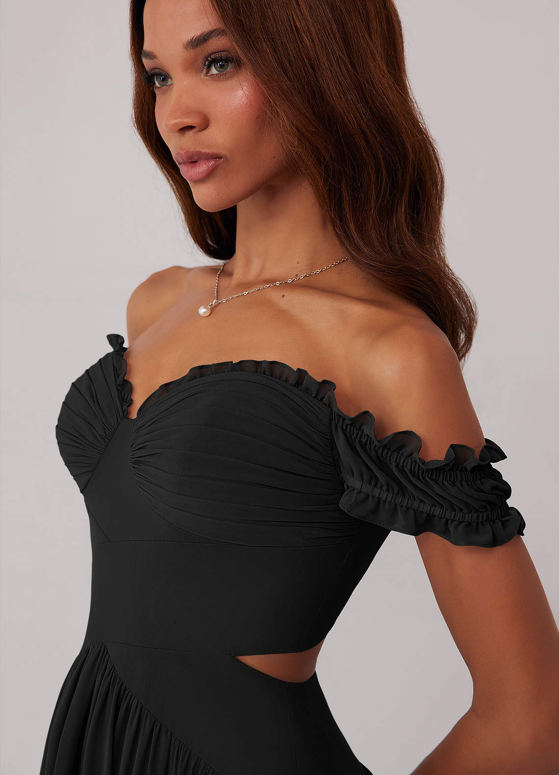 Barbie AZAZIE 1010 Ready to Ship Black Chiffon Bridesmaid Dresses | Azazie Barbie AZAZIE 1010 Ready to Ship Black Chiffon Bridesmaid Dresses | Azazie
