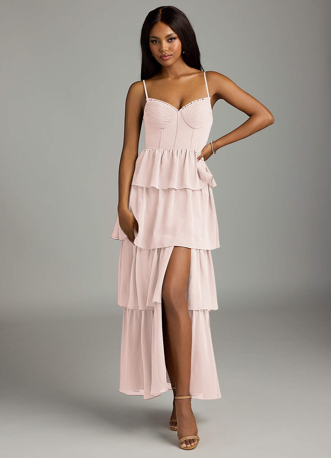 Azazie Kaiden Abiti da Damigella Abito A-Line in Chiffon Scollo a Cuore Petalo Di Rosa image1