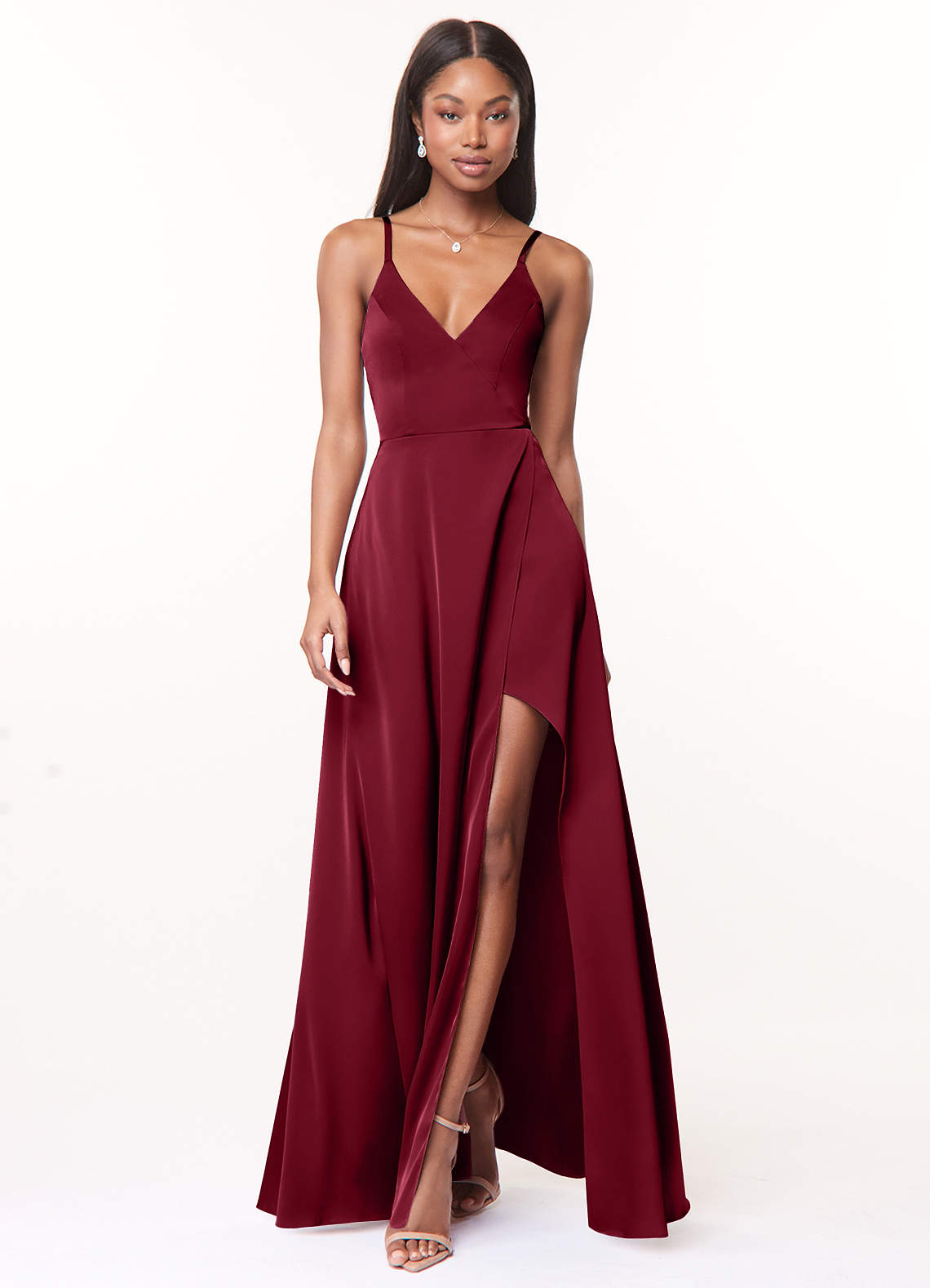 Azazie Maksim Burgundy Stretch Satin Bridesmaid Dresses | Azazie Azazie Maksim Burgundy Stretch Satin Bridesmaid Dresses | Azazie