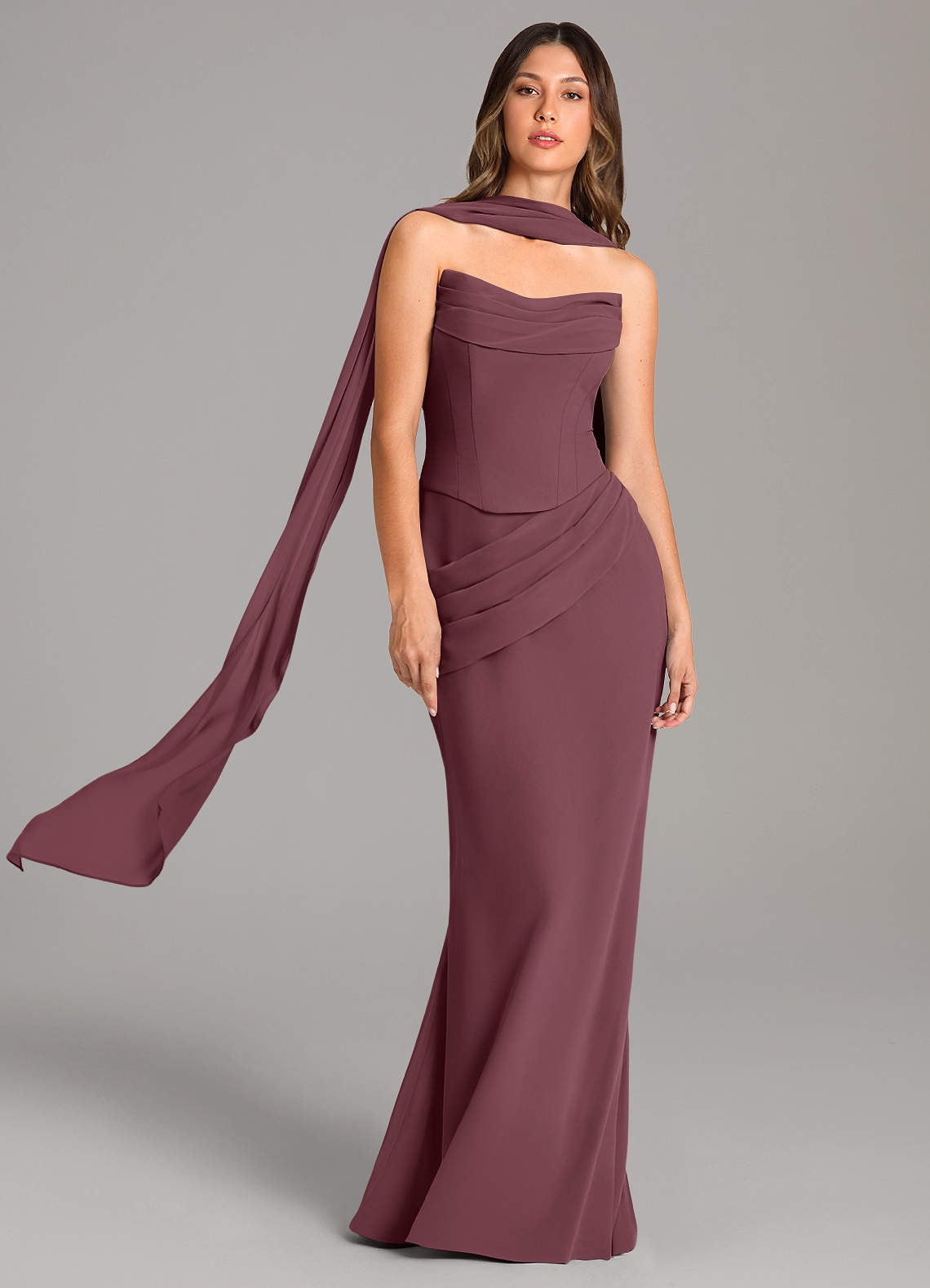 Azazie Sorrel Bridesmaid Dresses Sangria Mermaid Corset Chiffon Dress image1