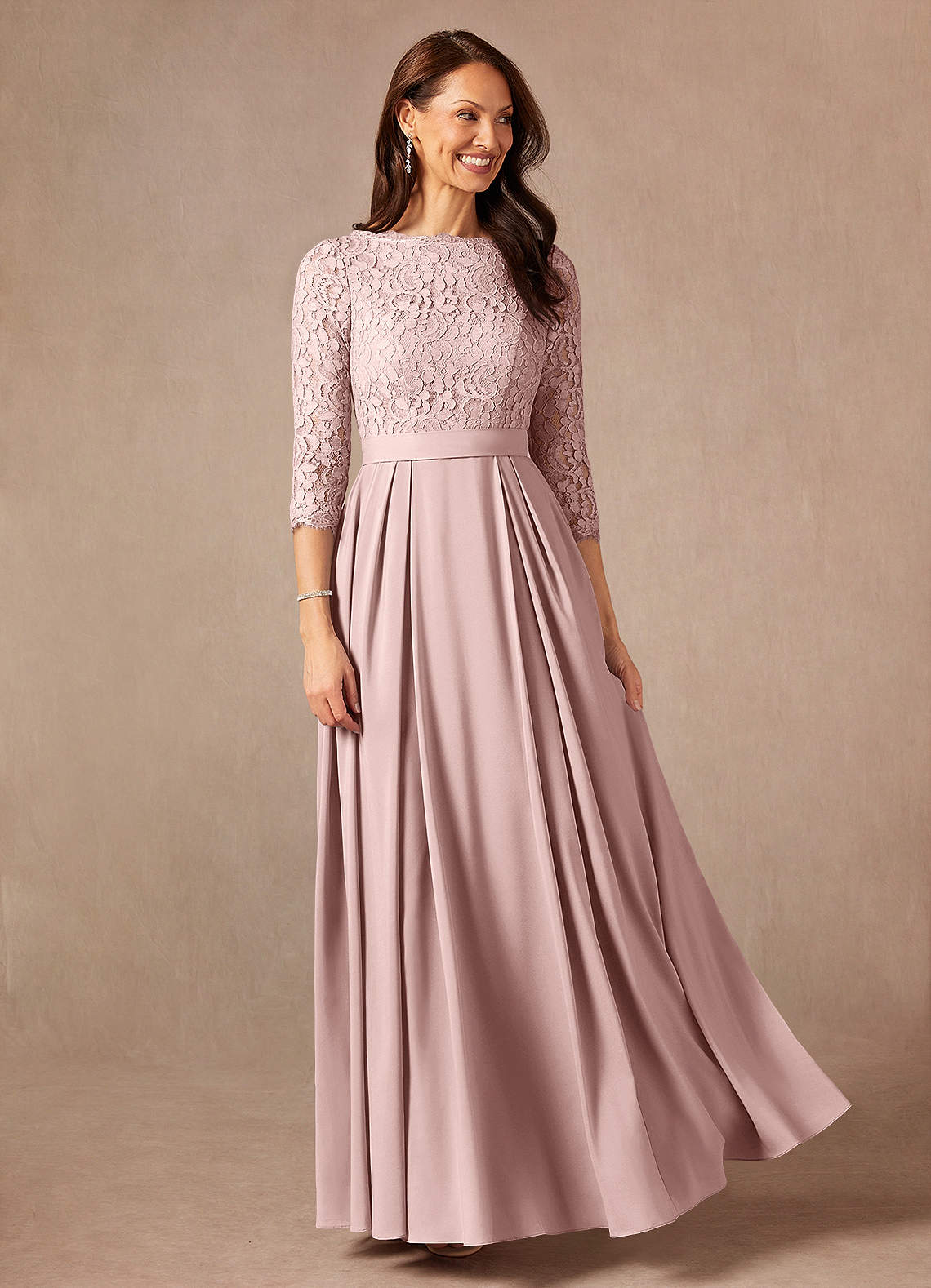 Azazie Lucianna Dusty Rose A-Line Lace Dress Ready to Ship | Azazie