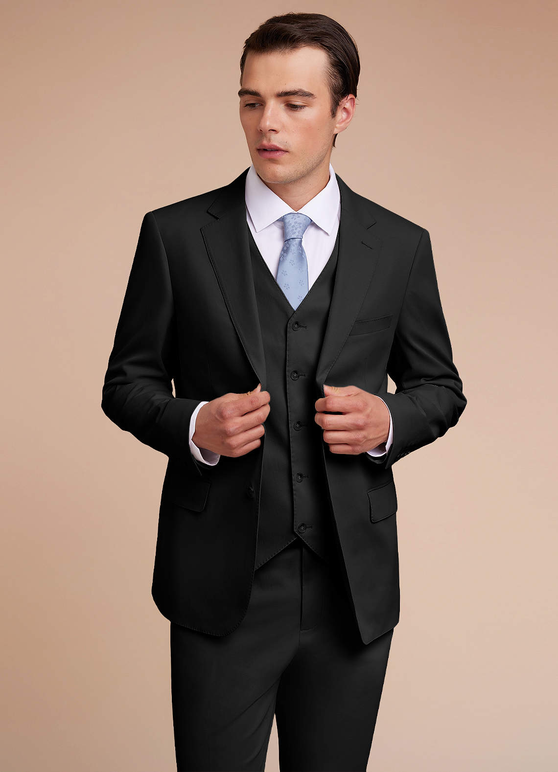 front Carter Black Cotton Linen Blend Suit Jacket