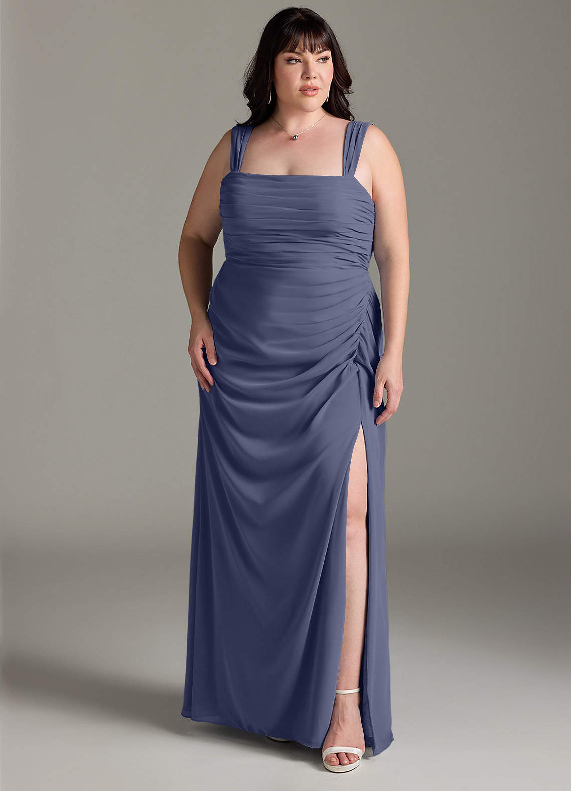Azazie Jesaphine Bridesmaid Dresses Stormy Sheath Bow Chiffon Dress image7