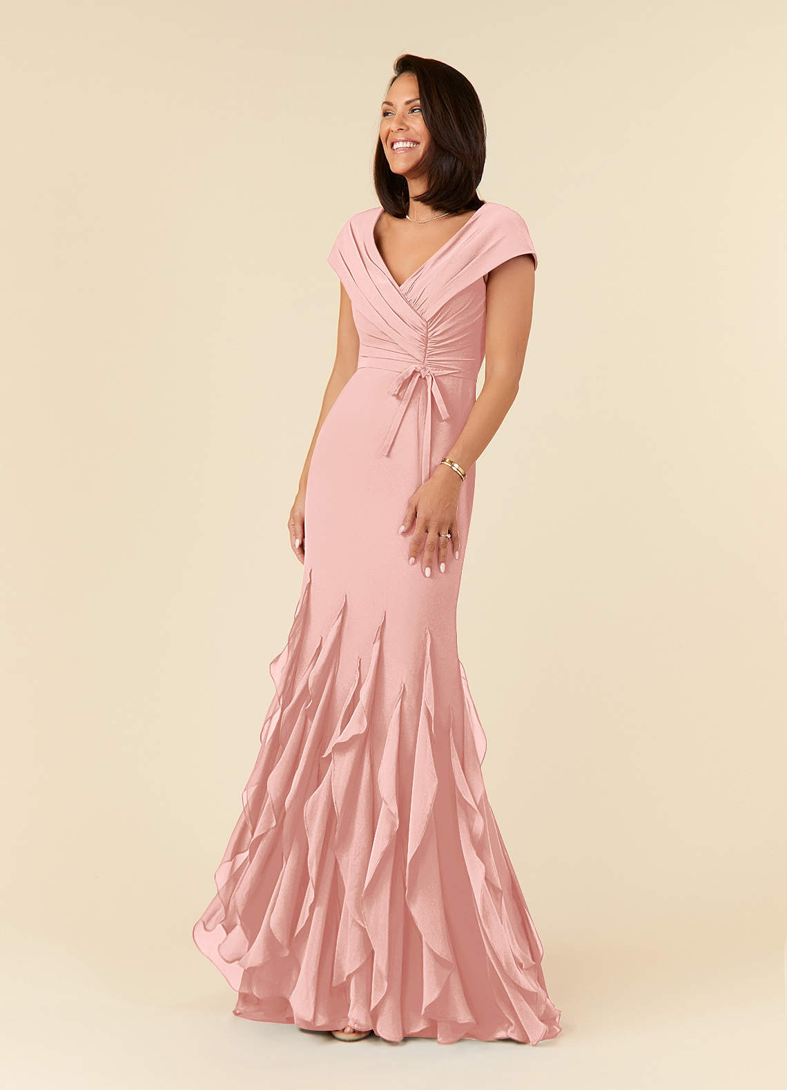 Azazie Bailora Mother of the Bride Dresses Rosette Mermaid Ruched Chiffon Dress image1