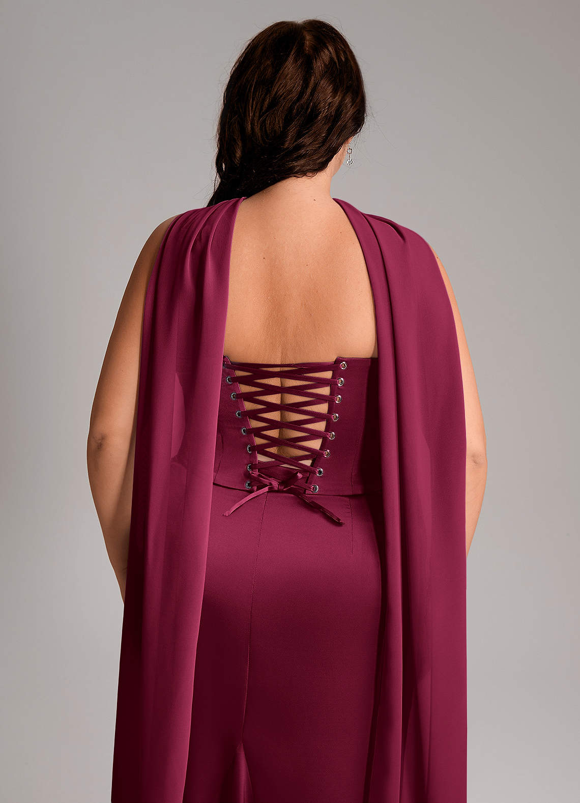 Azazie Sorrel Bridesmaid Dresses Burgundy Mermaid Strapless Stretch Satin Convertible Dress image10