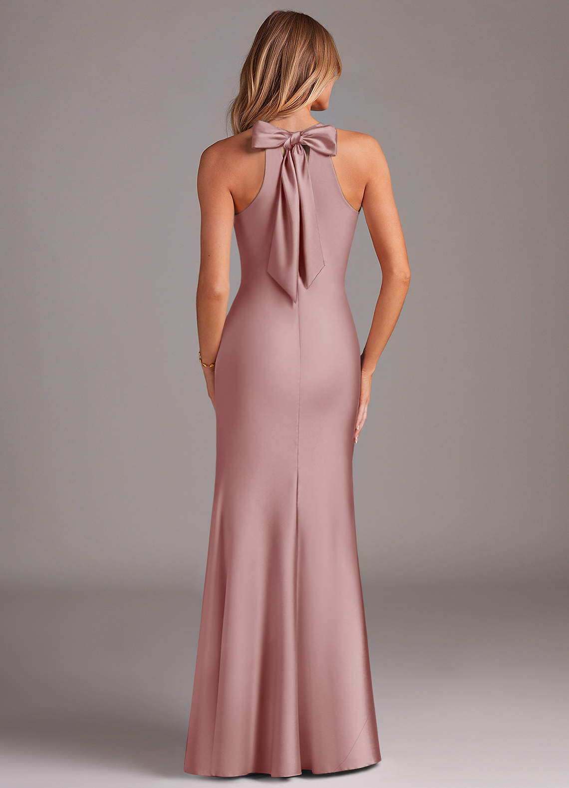 Azazie Doretta Bridesmaid Dresses Dusty Rose Mermaid Pleated Stretch Satin Dress image1