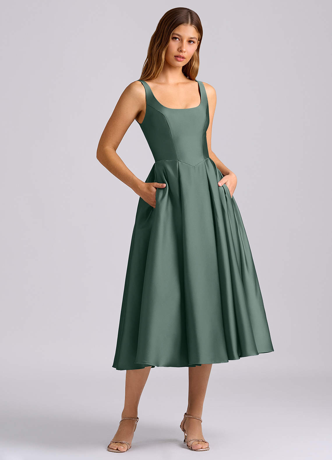 sea moss bridesmaid dresses Simple Mermaid Spaghetti Straps Blue Long Bridesmaid Dresses Pic Color / US6