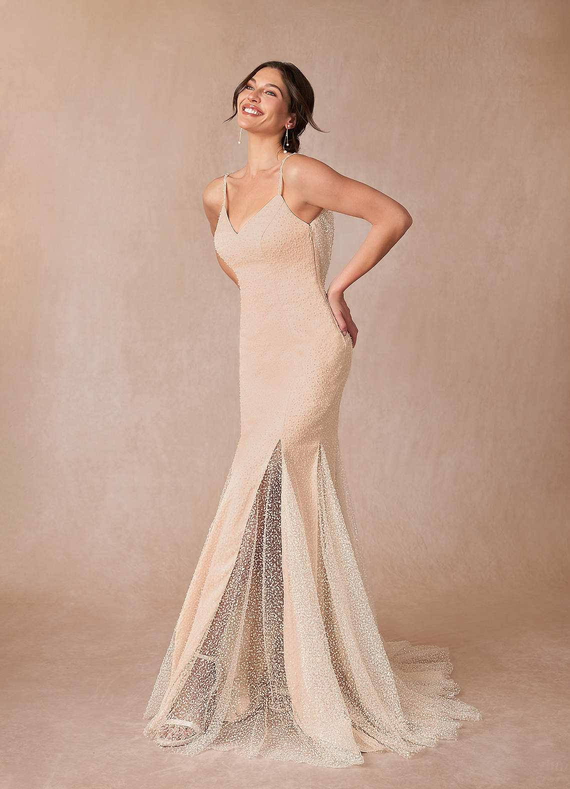 Azazie Eris Vestidos de noiva Vestir Diamante Branco Rosa Inglesa de Miçangas de sereia image1