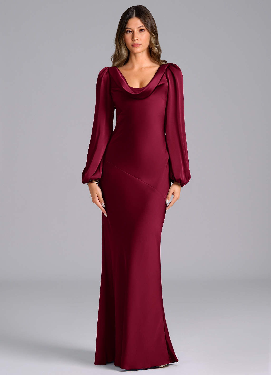 burgundy mermaid dress long sleeve Elegant Long Sleeves Burgundy Evening Dress Mermaid Lace Appliques