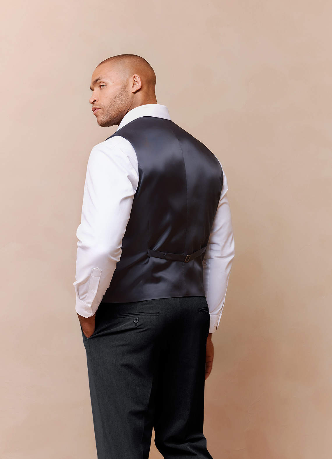 front Savile Charcoal Wool Blend Suit Vest