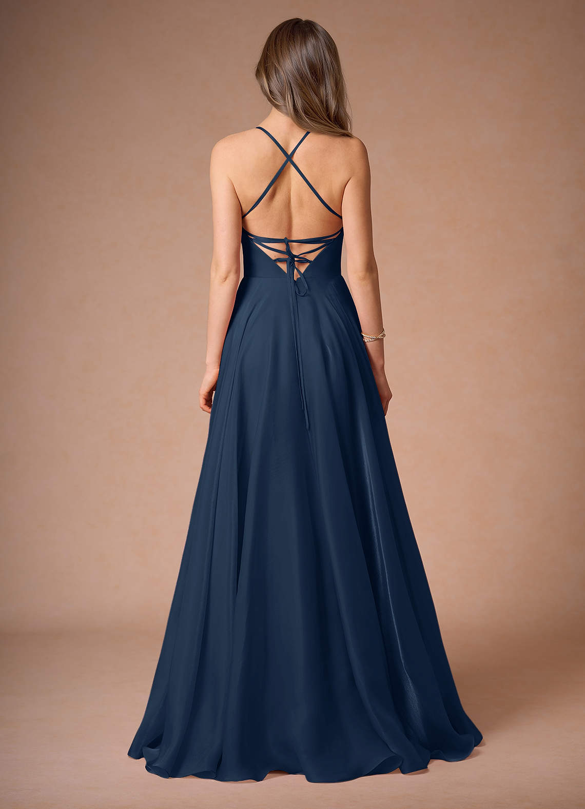 Faustin Navy Open Back Gown Ready to Ship | Azazie