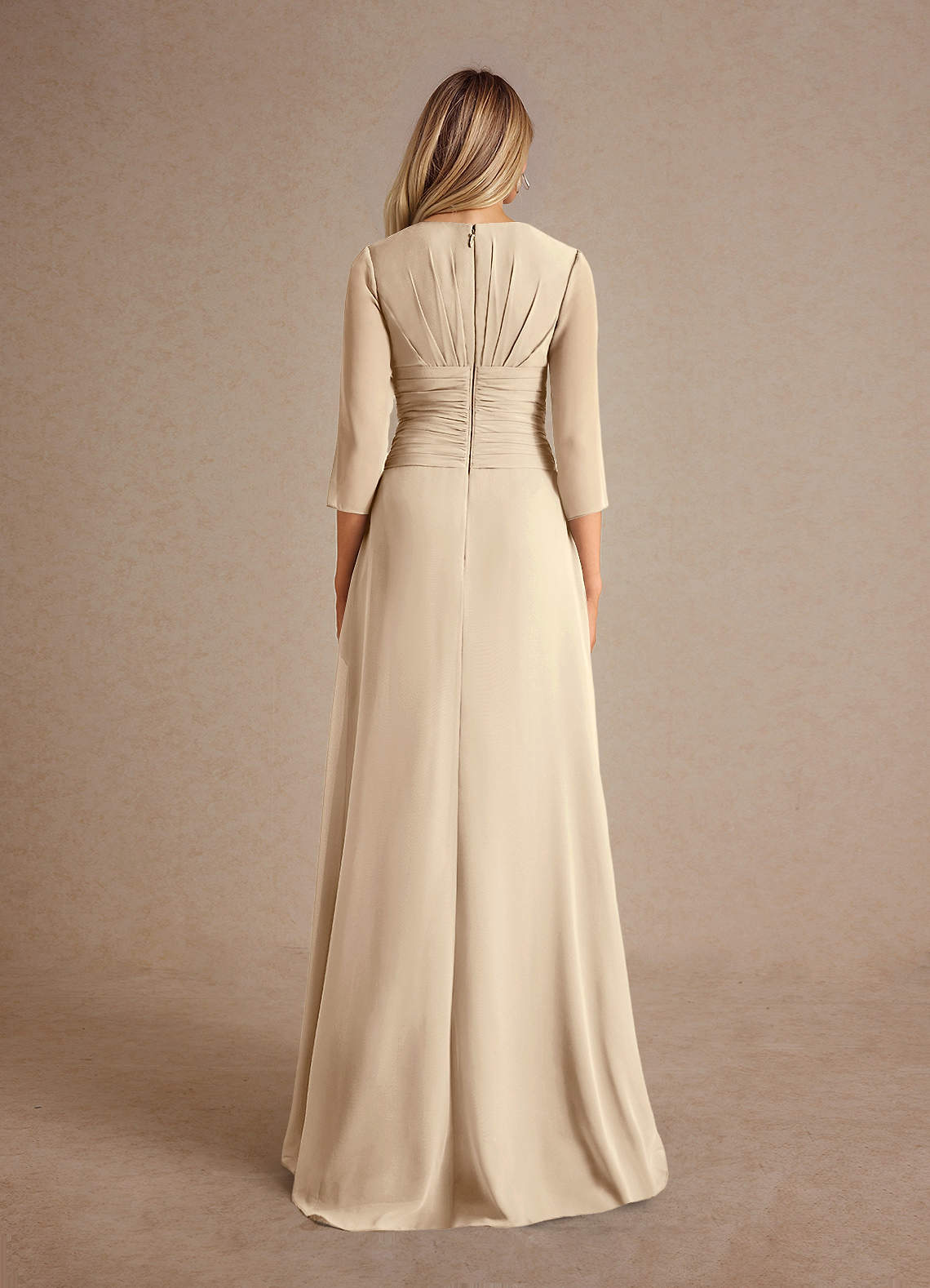 Azazie Mayfield Abiti per la Madre della Sposa Abito A-Line in Chiffon Plissettato Champagne image2