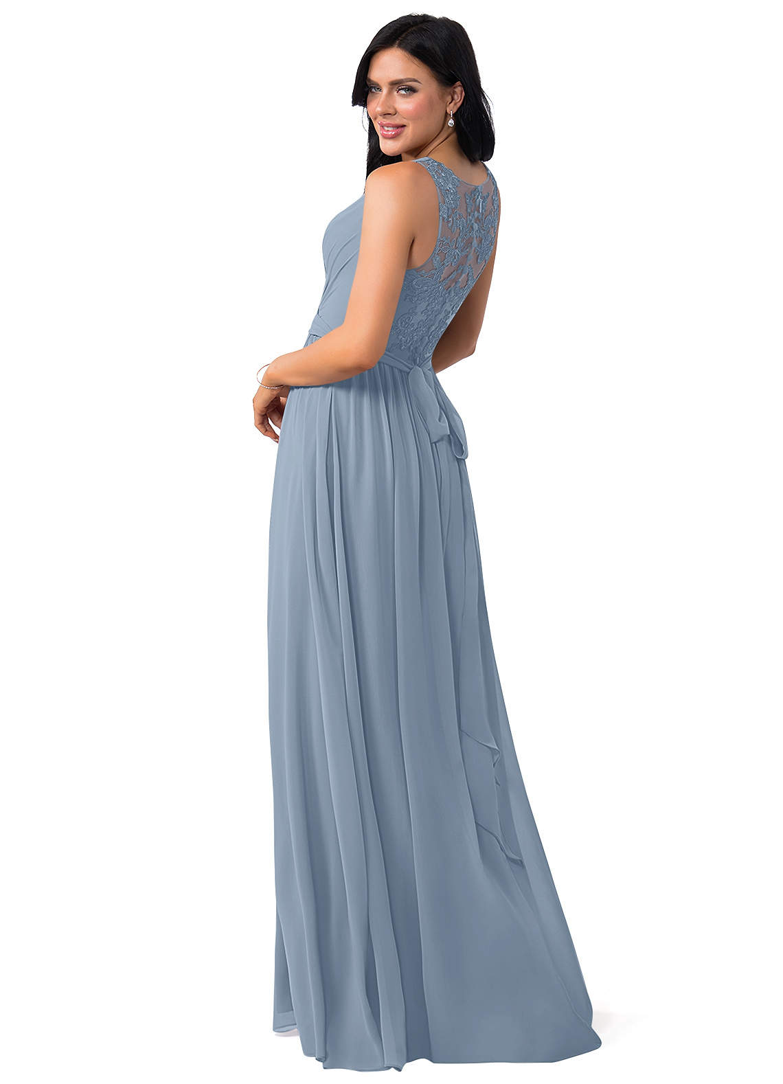 Dusty blue flowy dress best sale