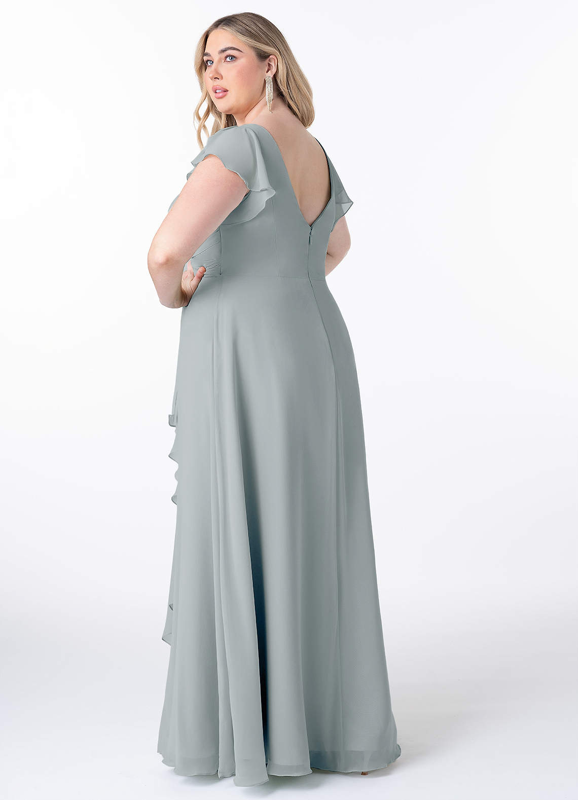 Azazie Omari Bridesmaid Dresses Dolphin Grey A-Line Chiffon Dress image7