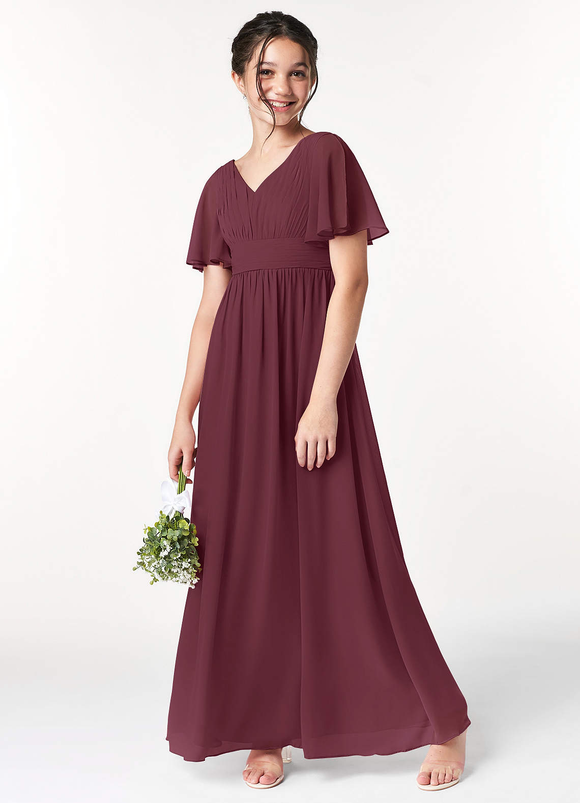 Cabernet Azazie Temeka JBD Junior Bridesmaid Dresses Azazie