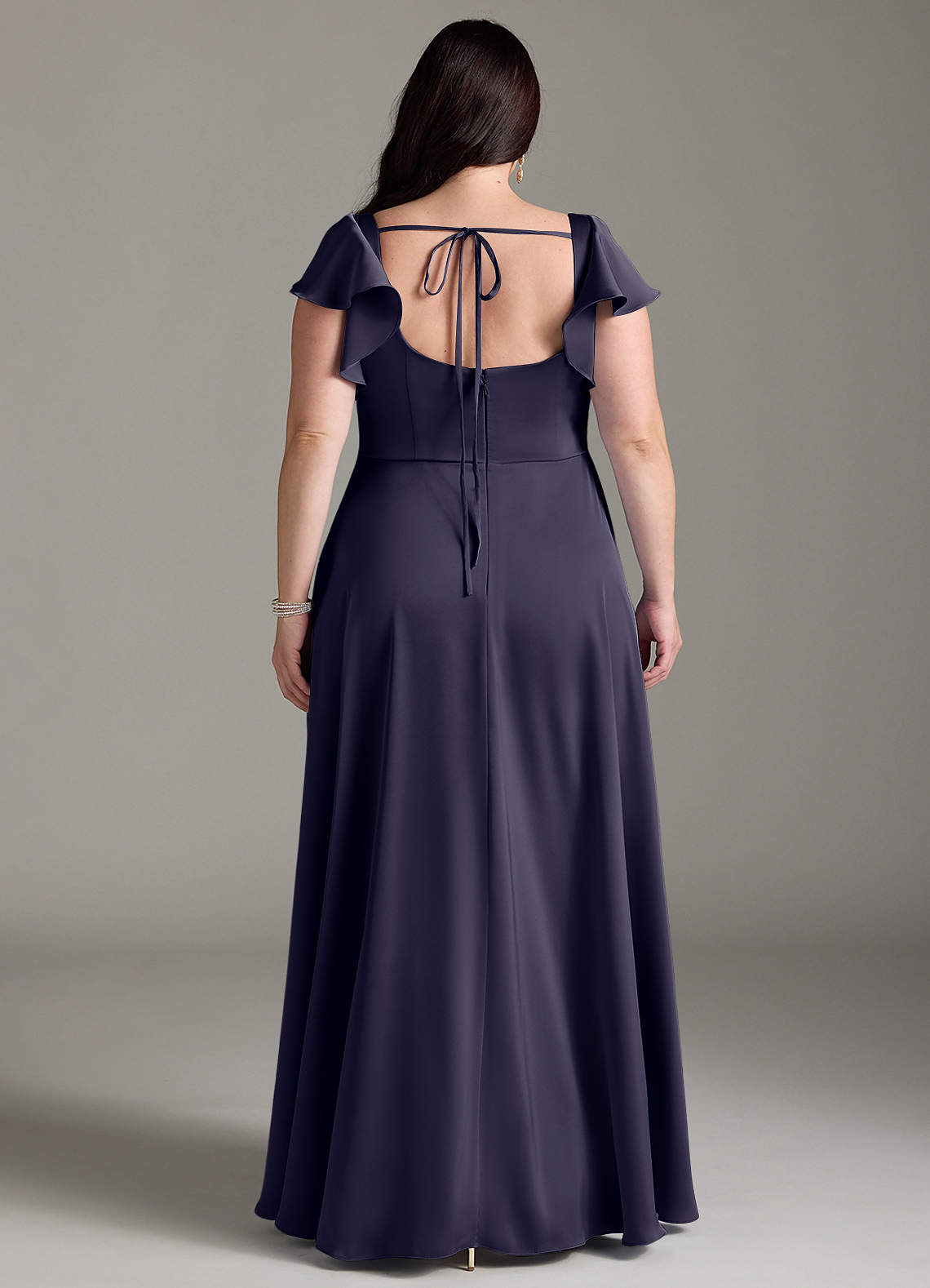 Azazie Bondi Bridesmaid Dresses Stormy A-Line Bow Stretch Satin Dress image12