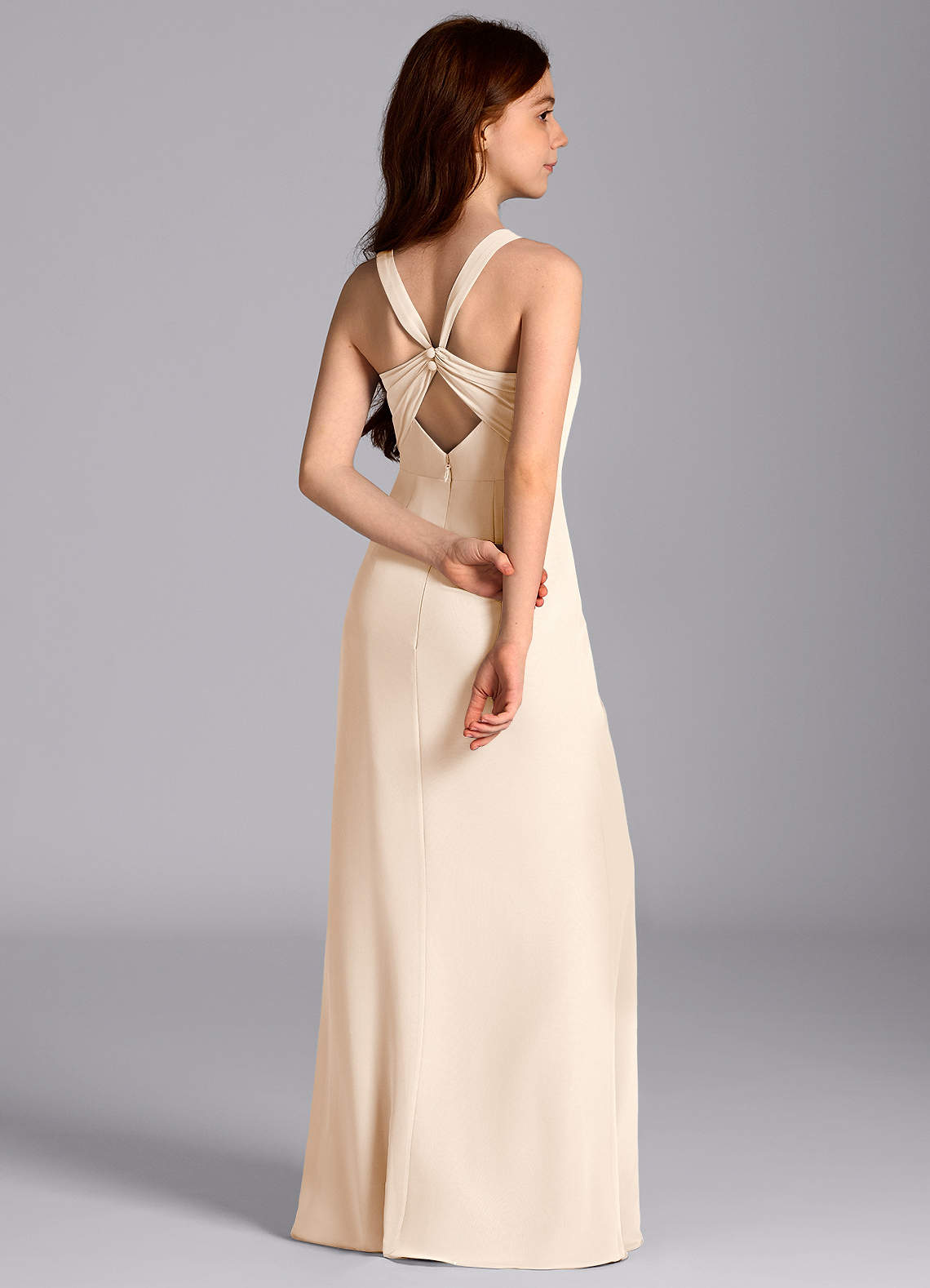 Azazie Mero Junior White Alabaster Mermaid Pleated Chiffon Dress image6