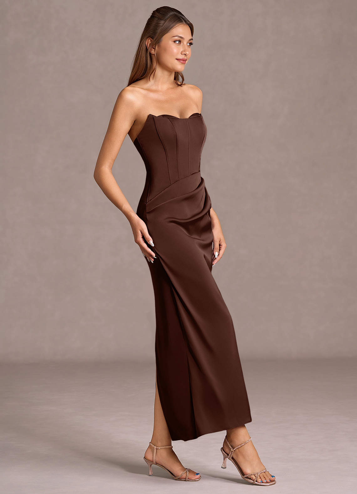 Lina Mocha Coco Maxi Dress Ready to Ship | Azazie