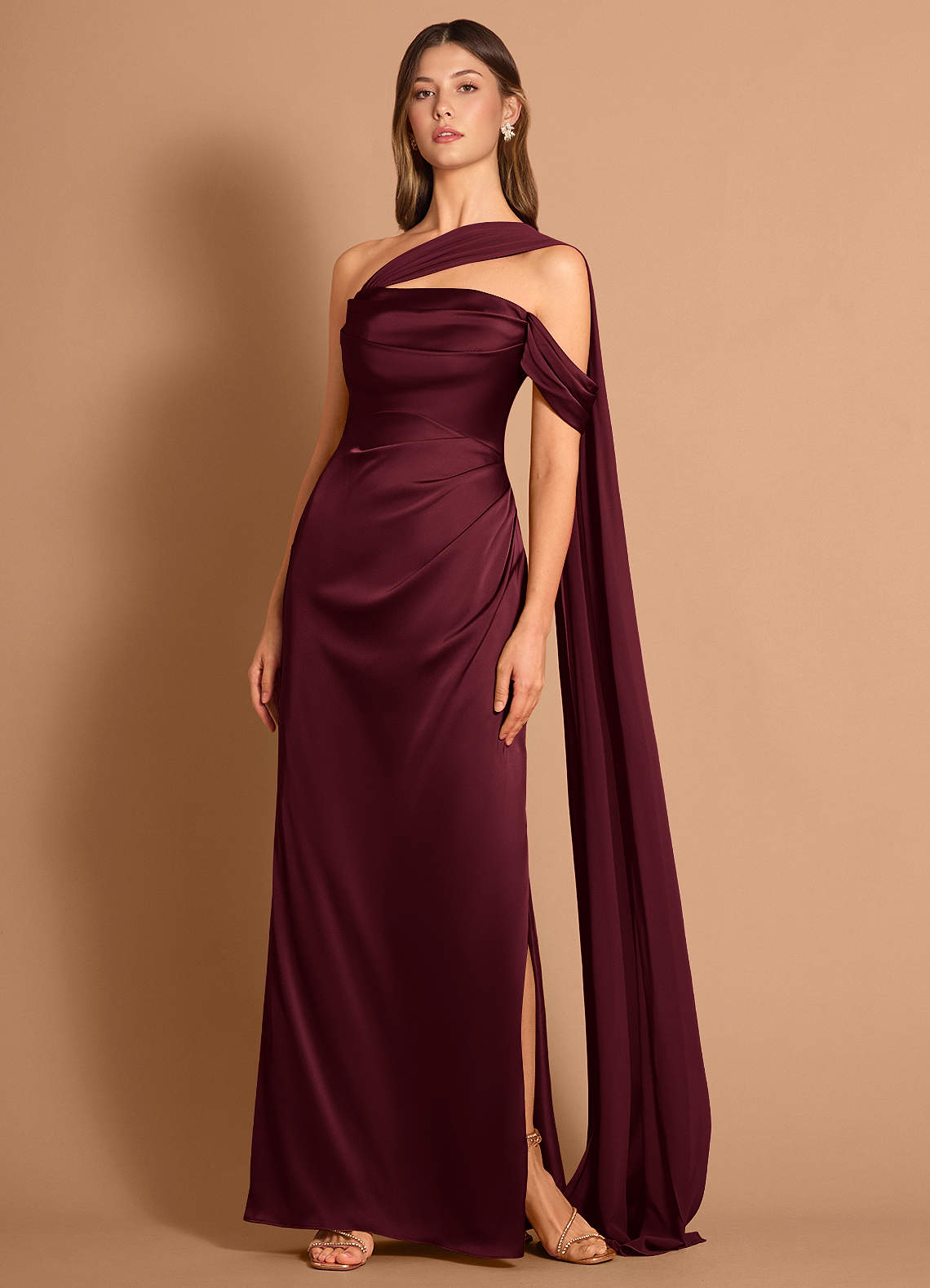 burgundy wine dress Burgundy Prom Dresses A line Straps Tulle Evening Dresses P1081 –  PreppyDress main image 1