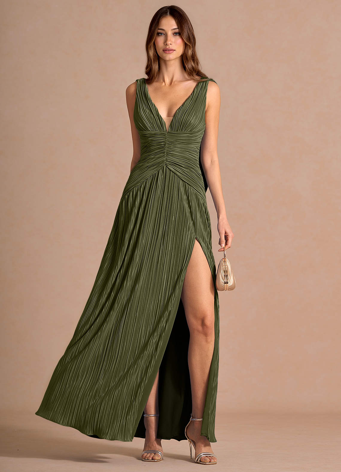 Quellia Moss Green Maxi Dress | Azazie