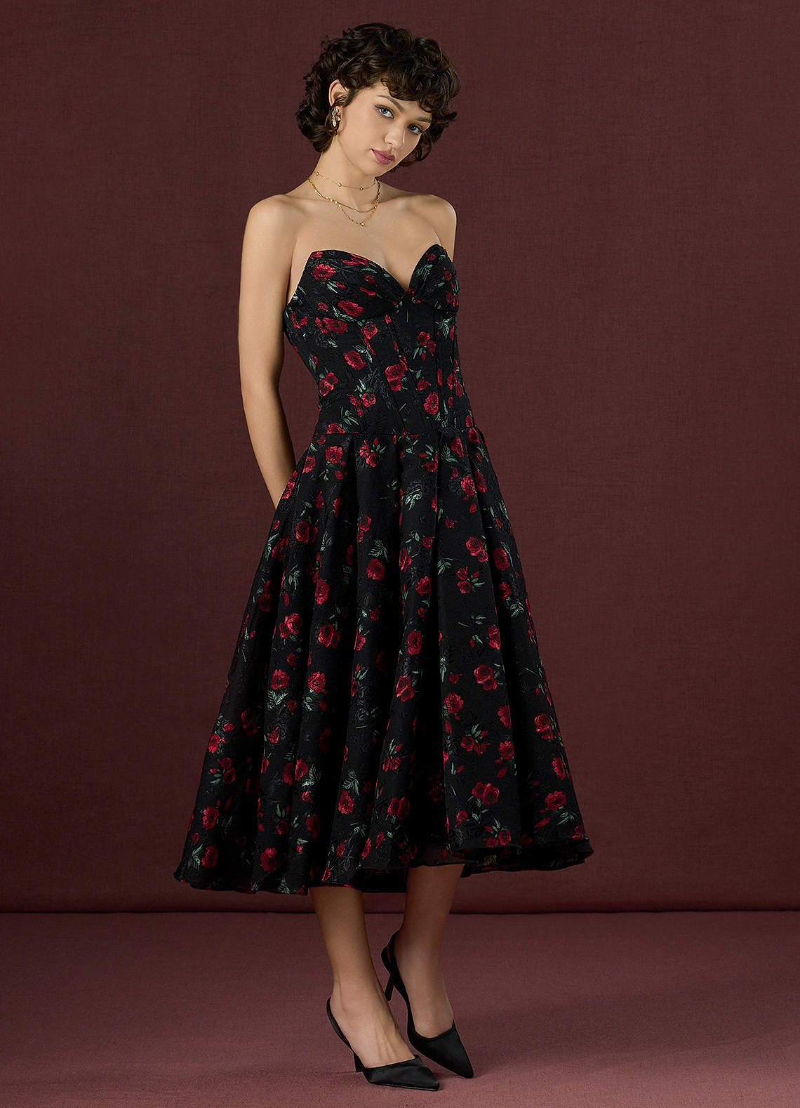 Kleid Charisse Schwarz Rot image1