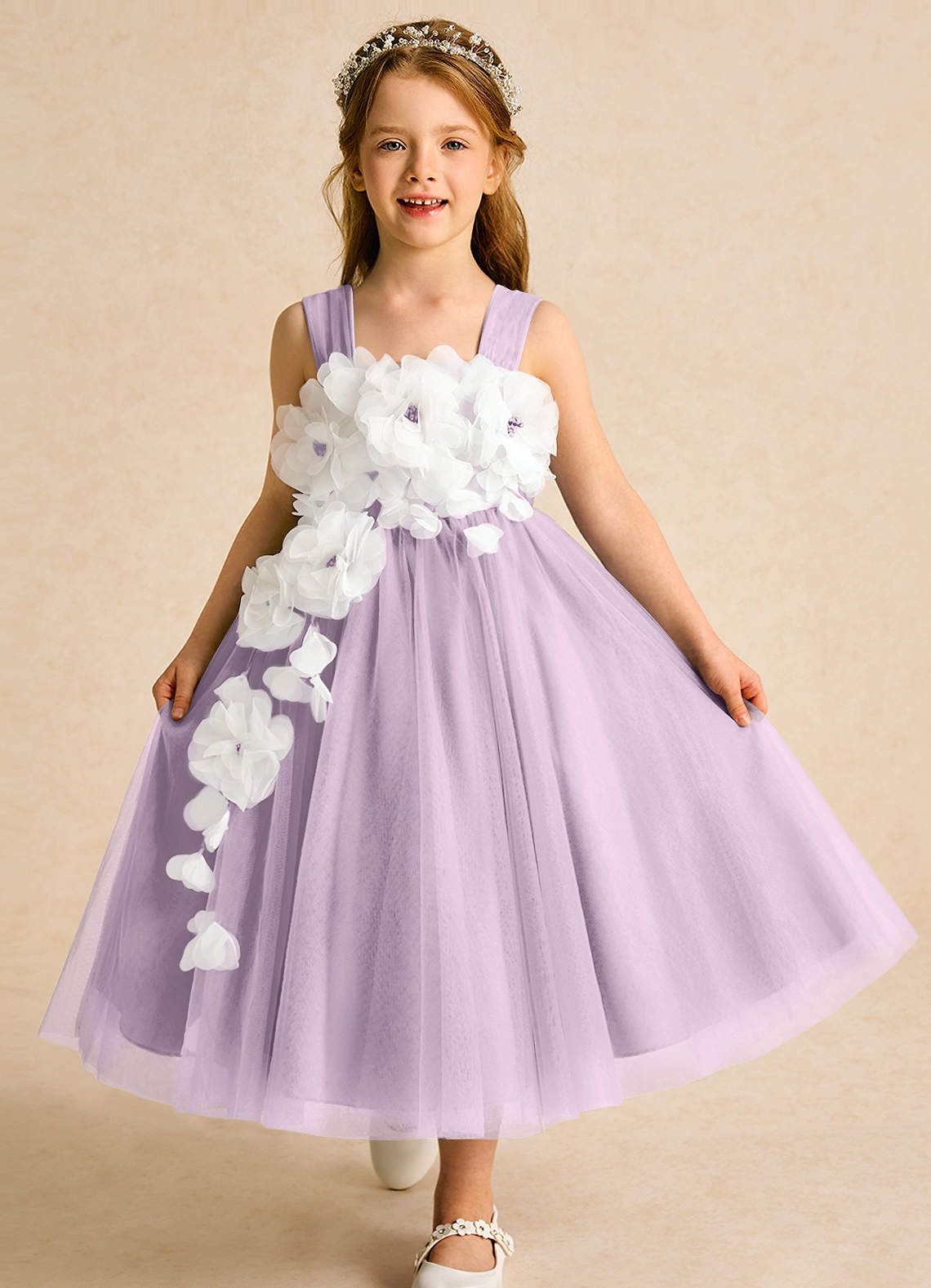 Azazie Dovey Flower Girl Klänningar Klänning Balklänning i Tyll Rosett image1