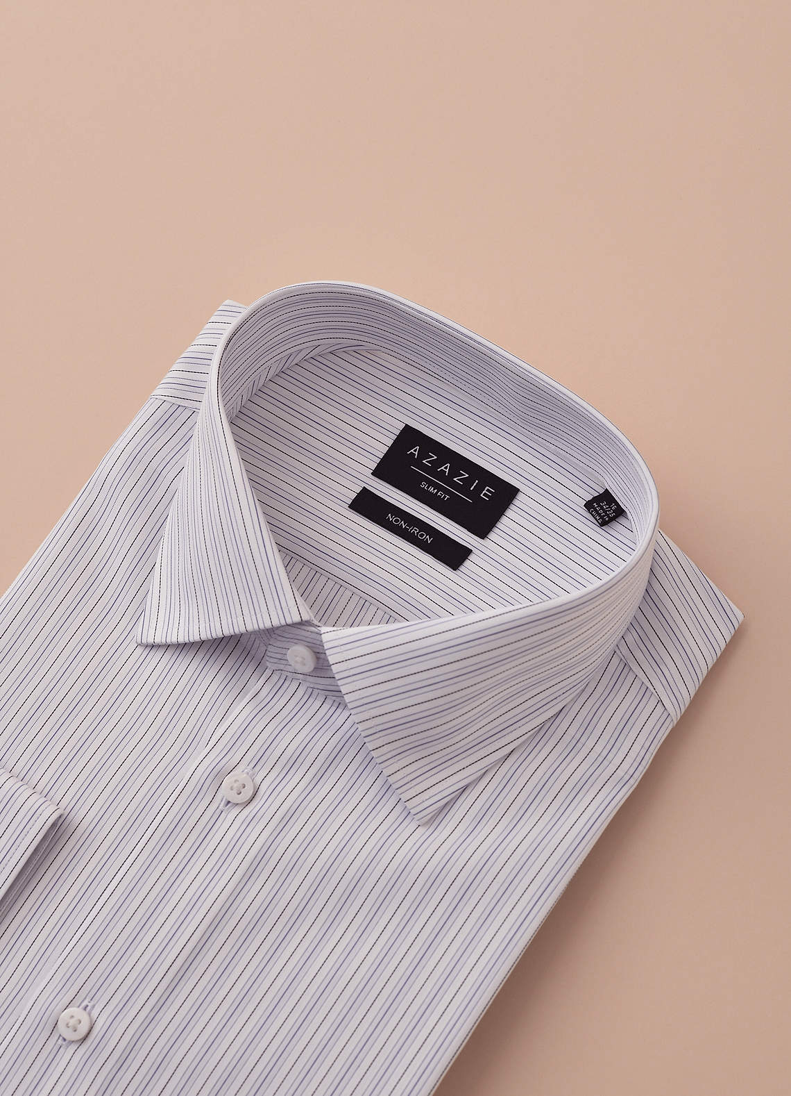 front Aiden Midnight Blue Black 100% Cotton Non-Iron Striped Dress Shirt