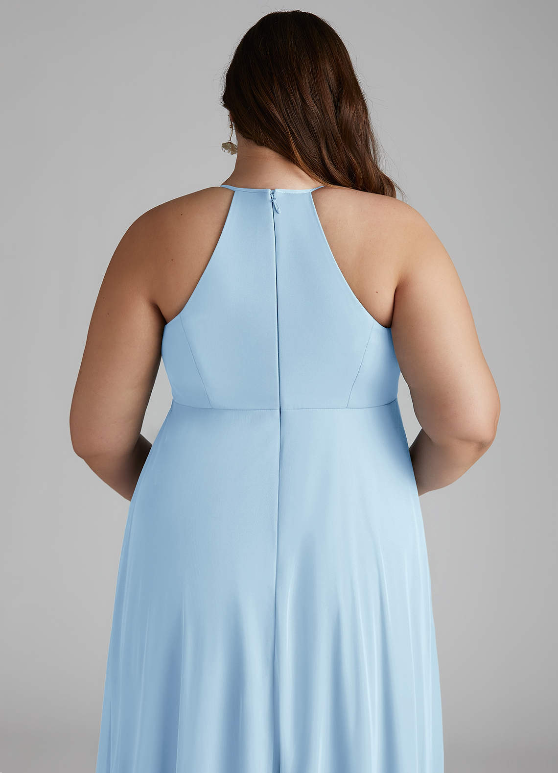 Azazie Annabelle Maternity Bridesmaid Dresses A-Line V-Neck Pleated Mesh Floor-Length Dress image9