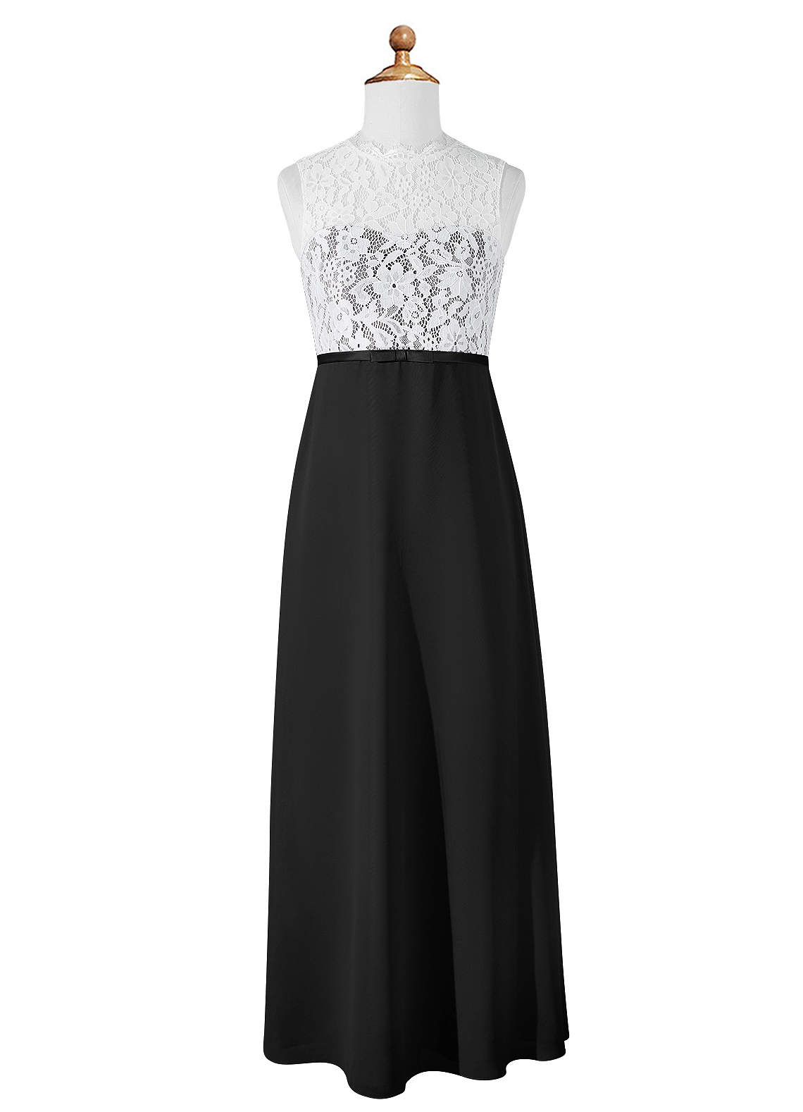 blue dress for baby girl Wedtrend Women Black Junior Bridesmaid Dress with Belt Round Neck A Line Pleated High Low Chiffon Wedding Guest Dress, Black / J16 main image 1