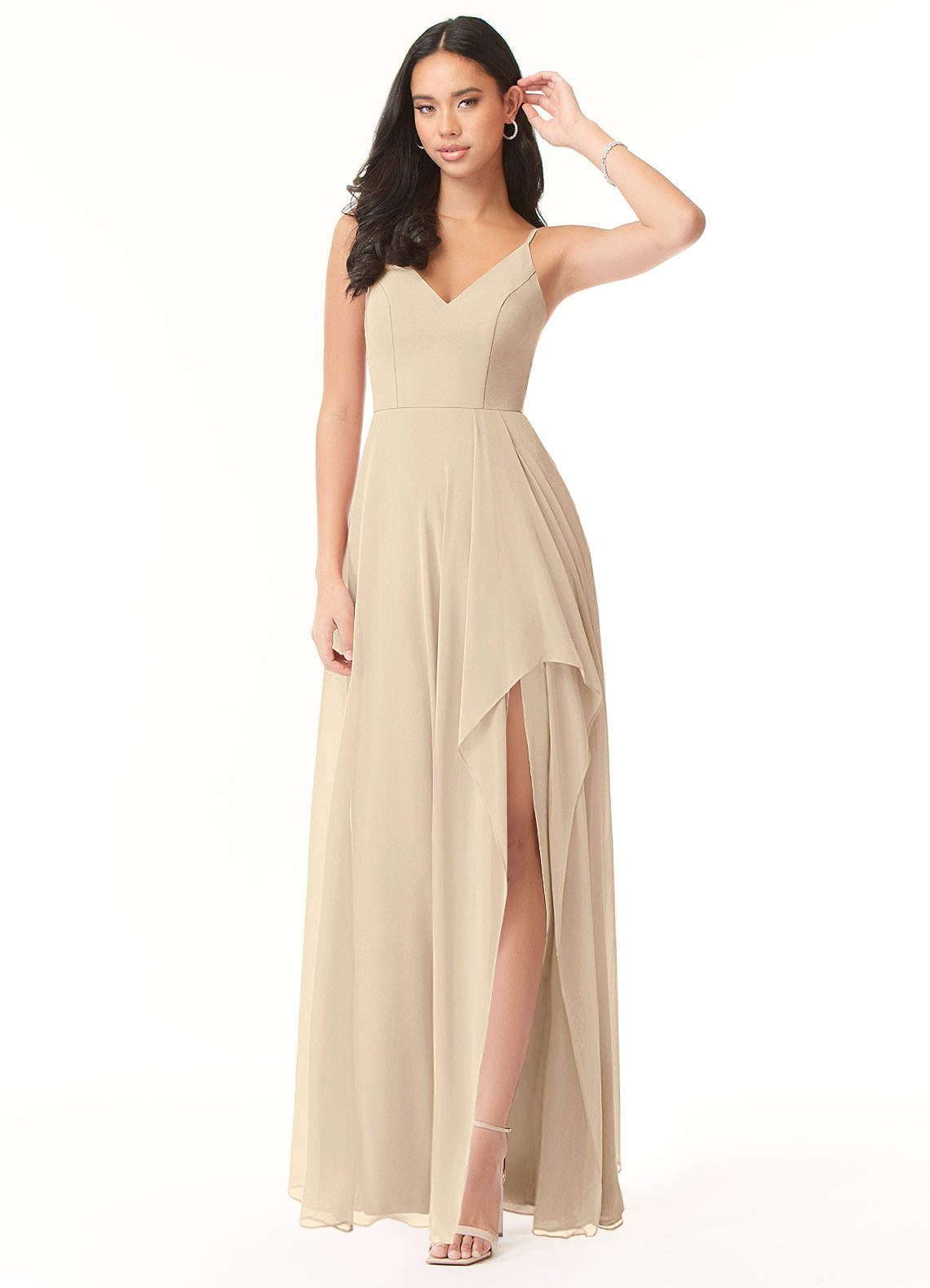 Azazie Collette Champagne Bridesmaid Dresses | Azazie