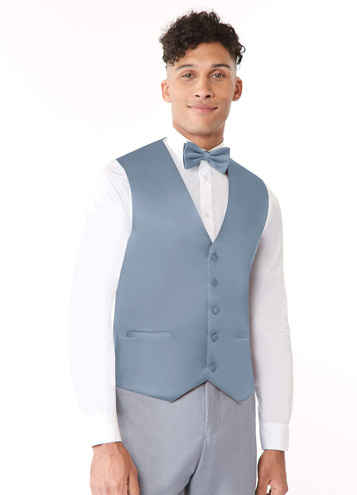 front Set aus Weste und Fliege aus mattem Satin
