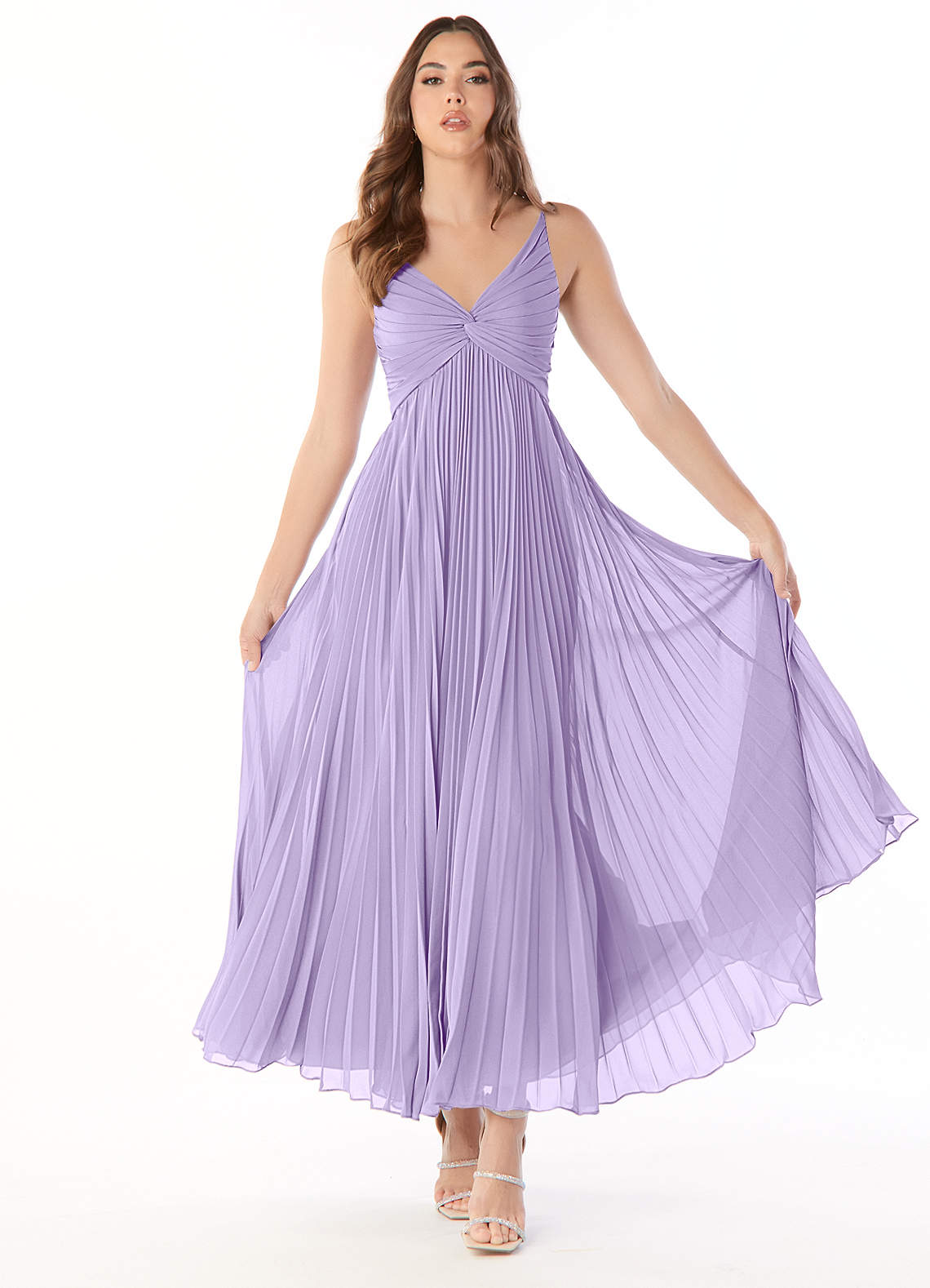 Azazie Raychelle Bridesmaid Dresses Lilac A-Line V-Neck Chiffon Dress image1