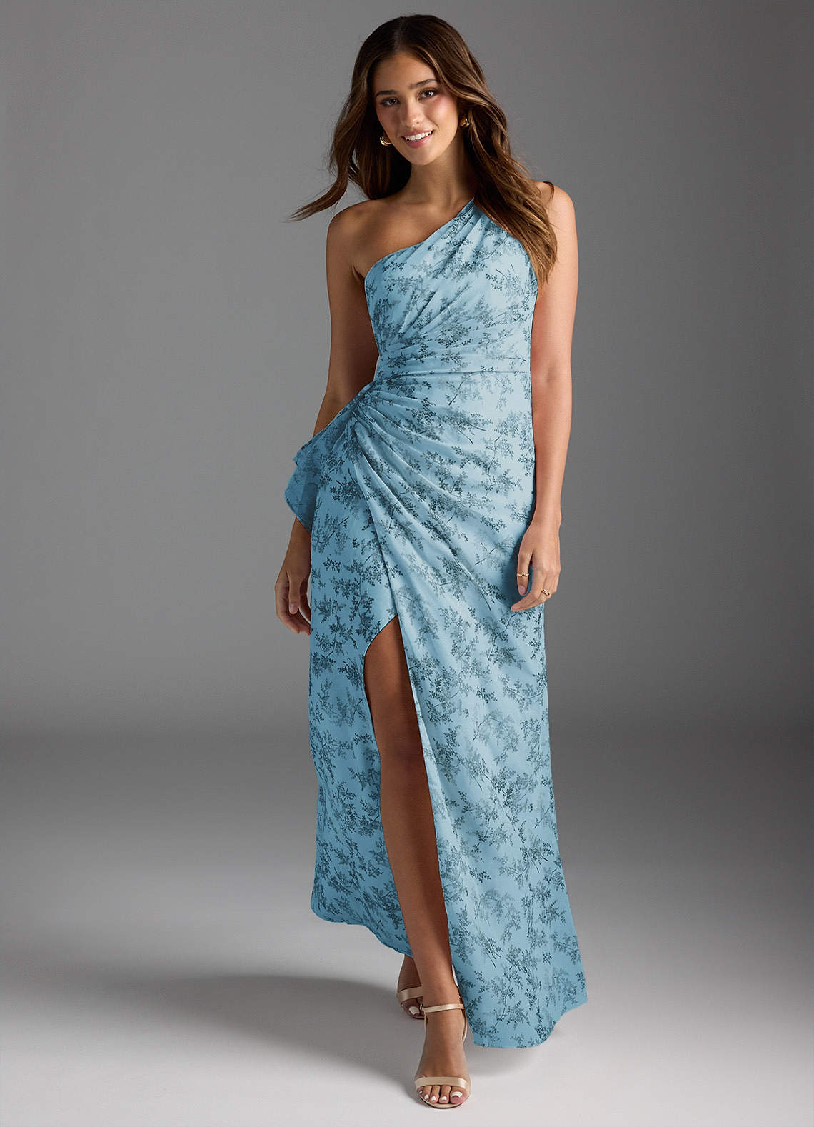 Azazie Maive Blue Fern Floral Chiffon Bridesmaid Dresses | Azazie DE