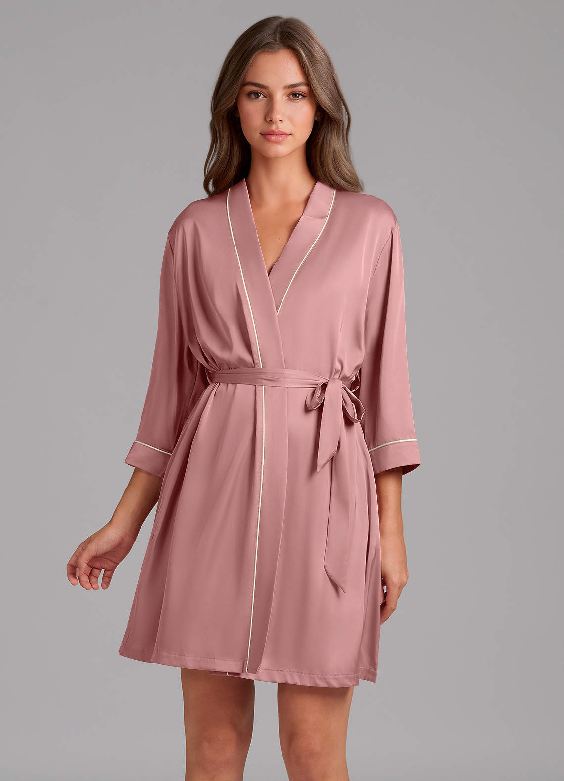front Satin Piped Robe