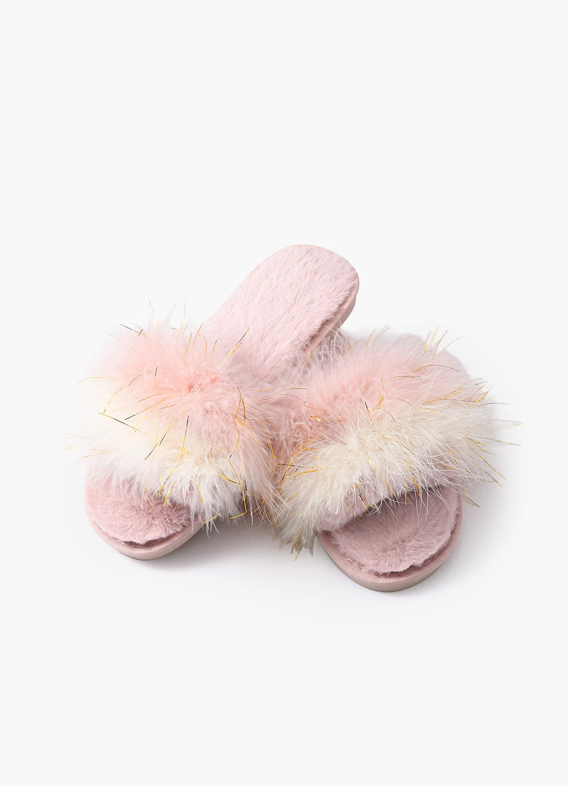 front Color-block Fuzzy Slippers