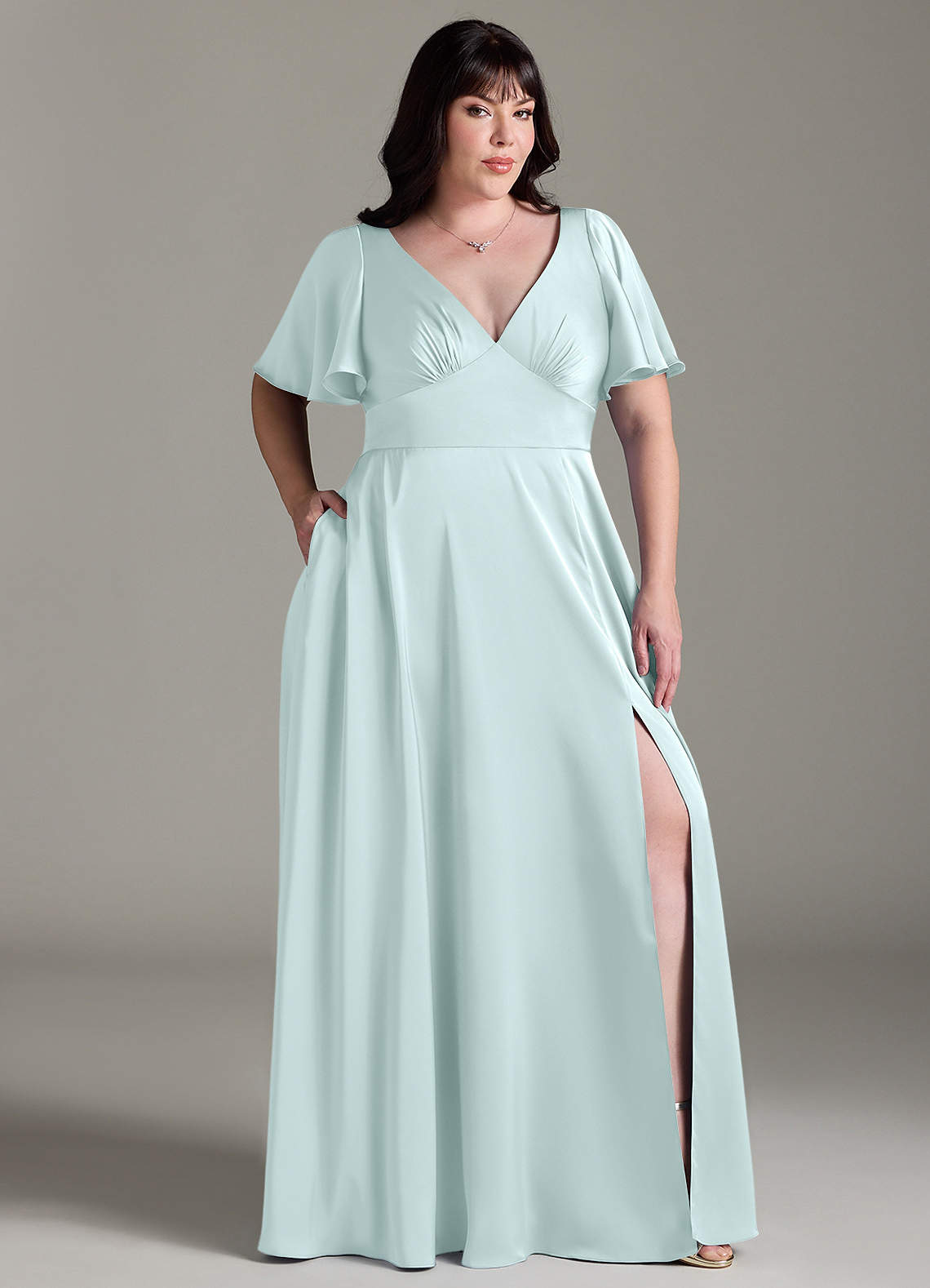 a line dress for bridesmaid Dusty Blue and Navy Bridesmaid Gowns